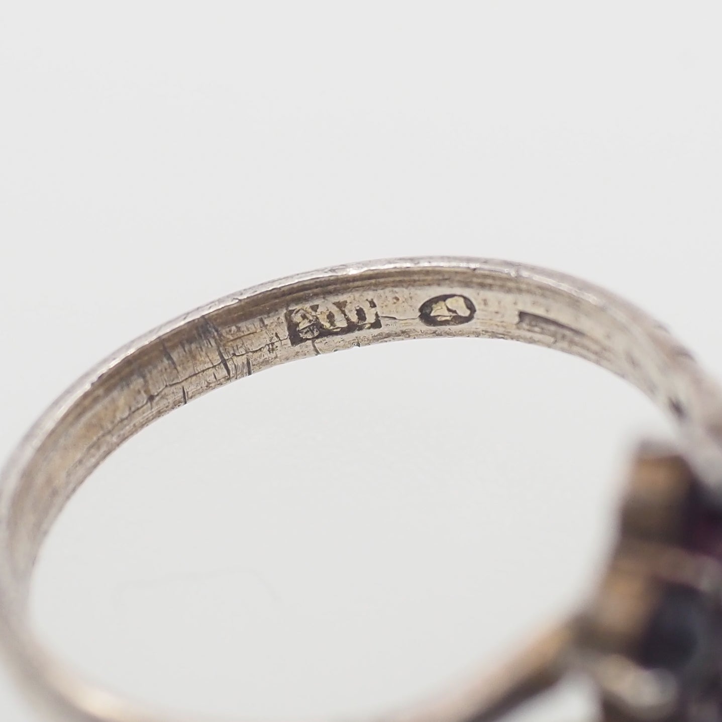 Vintage 1960s Rose Cut Pyrope Red Garnet Cluster Flower 800 Silver Ring Size 5.75