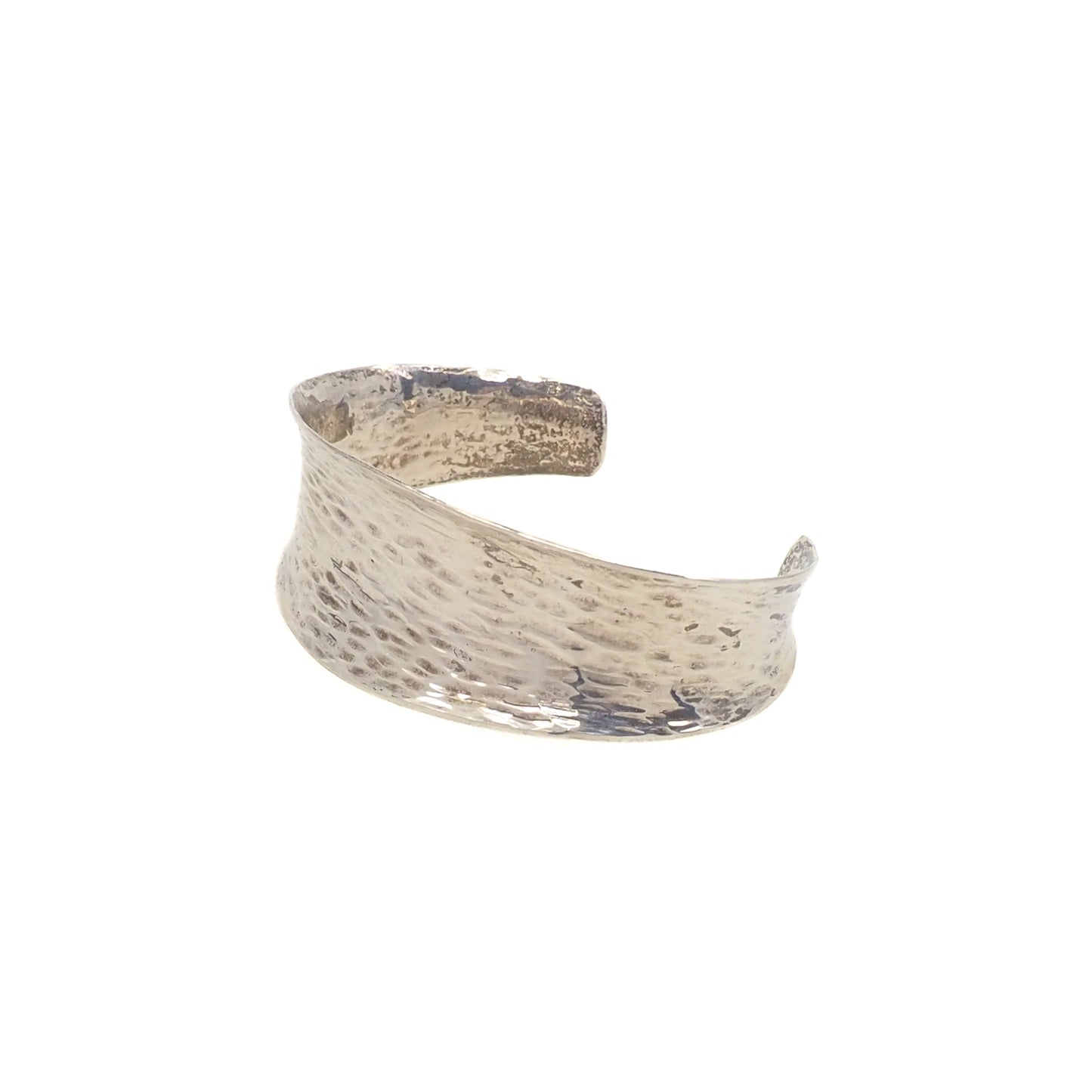 Vintage 1980s Sterling Silver Hammered Cuff Southwestern 6.25" Bracelet
