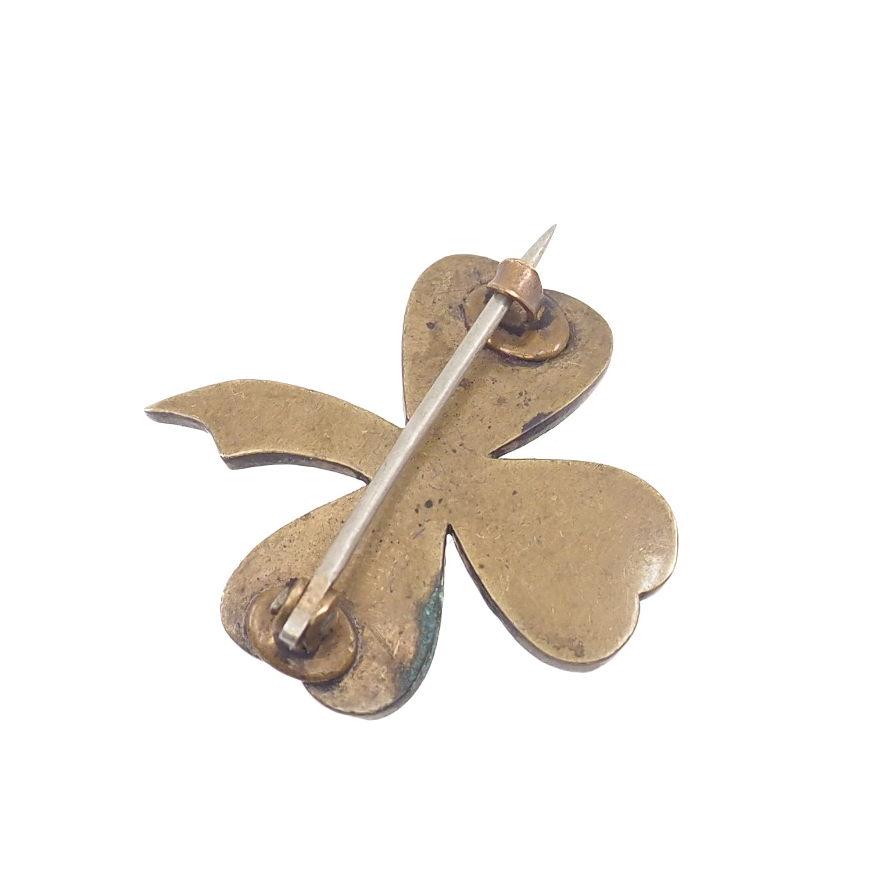 Antique 1900s Edwardian Bohemian Garnet Rose Cut Pyrope Red Garnet Three Leaf Clover Shamrock Luck Pin Brooch