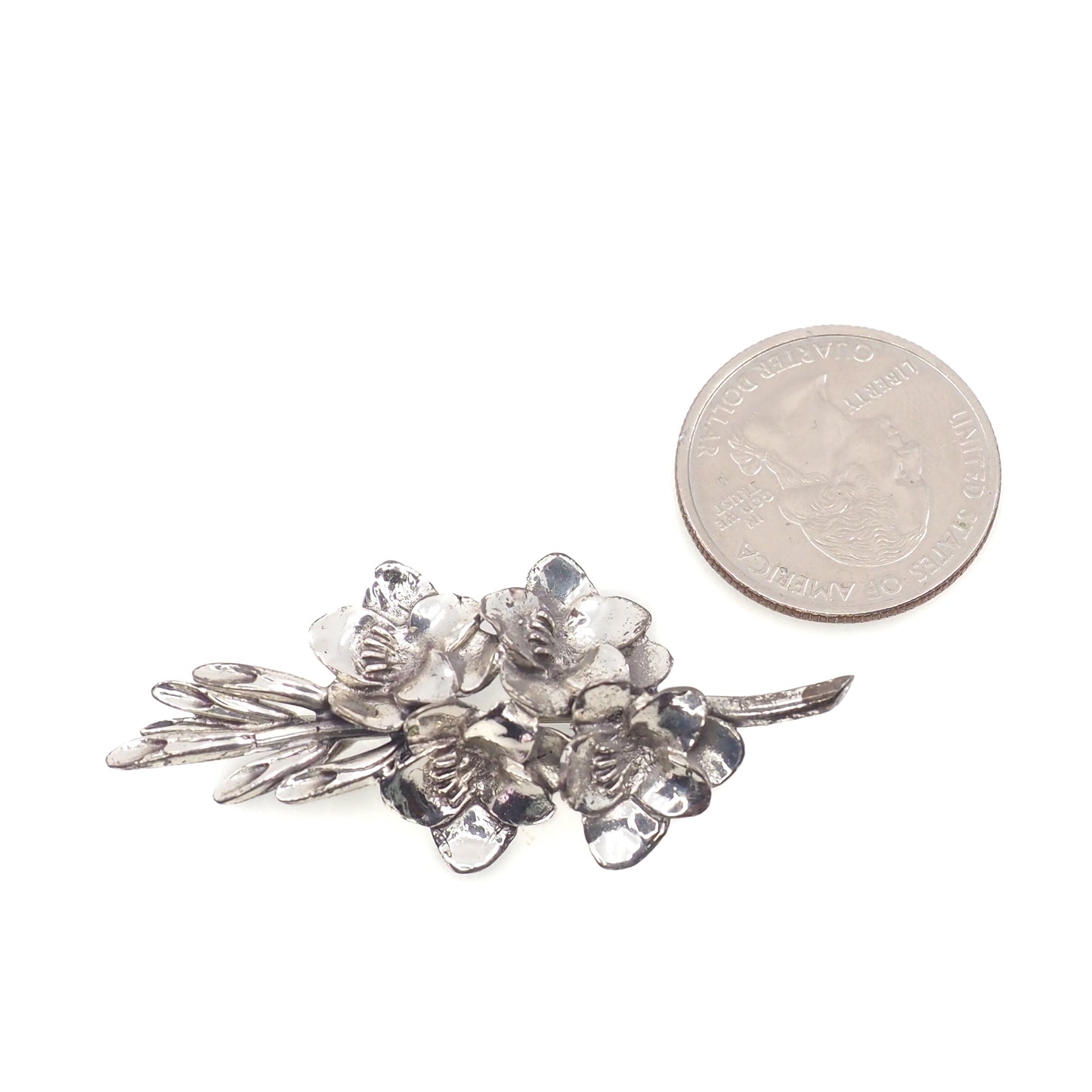 Vintage 1980s SARAH COVENTRY Sterling Silver Flower Brooch