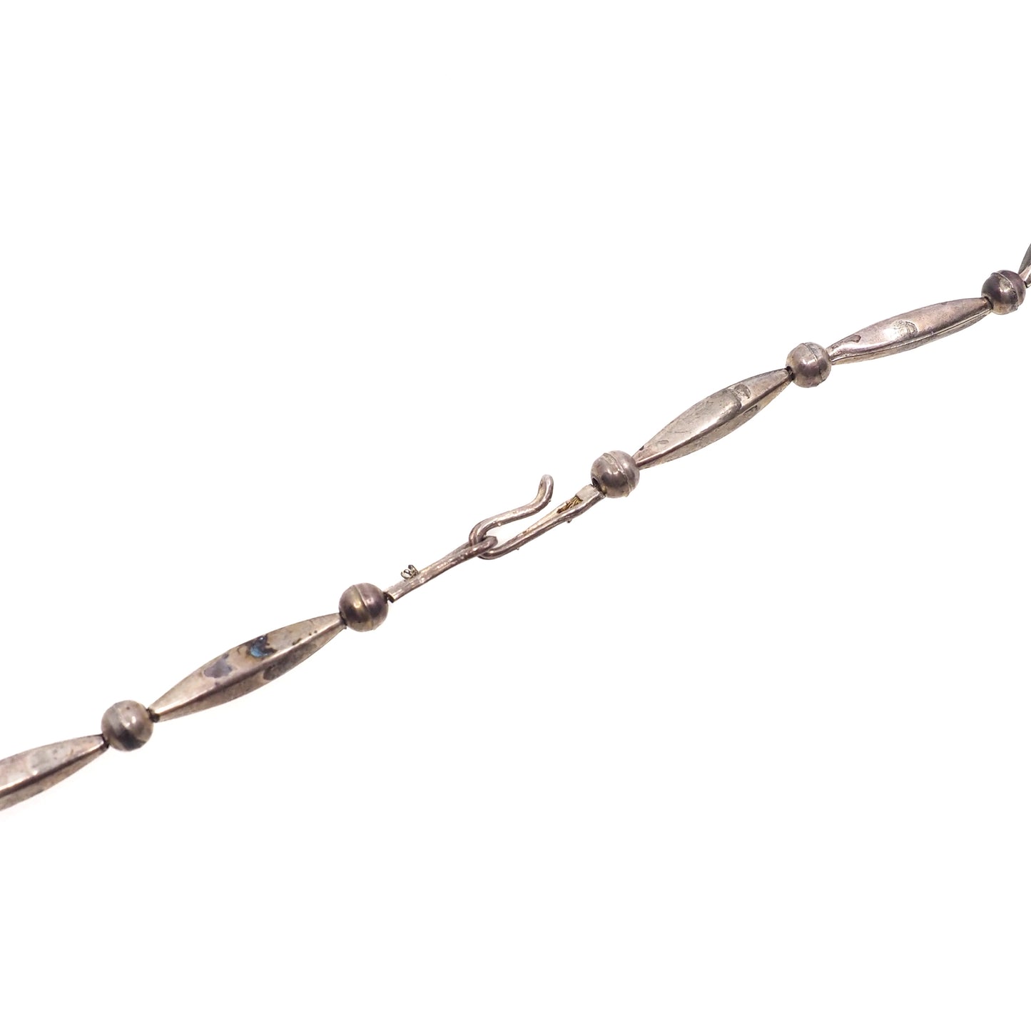 Vintage 1970s Sterling Silver Navajo Native American Bead Single Strand 29" Necklace