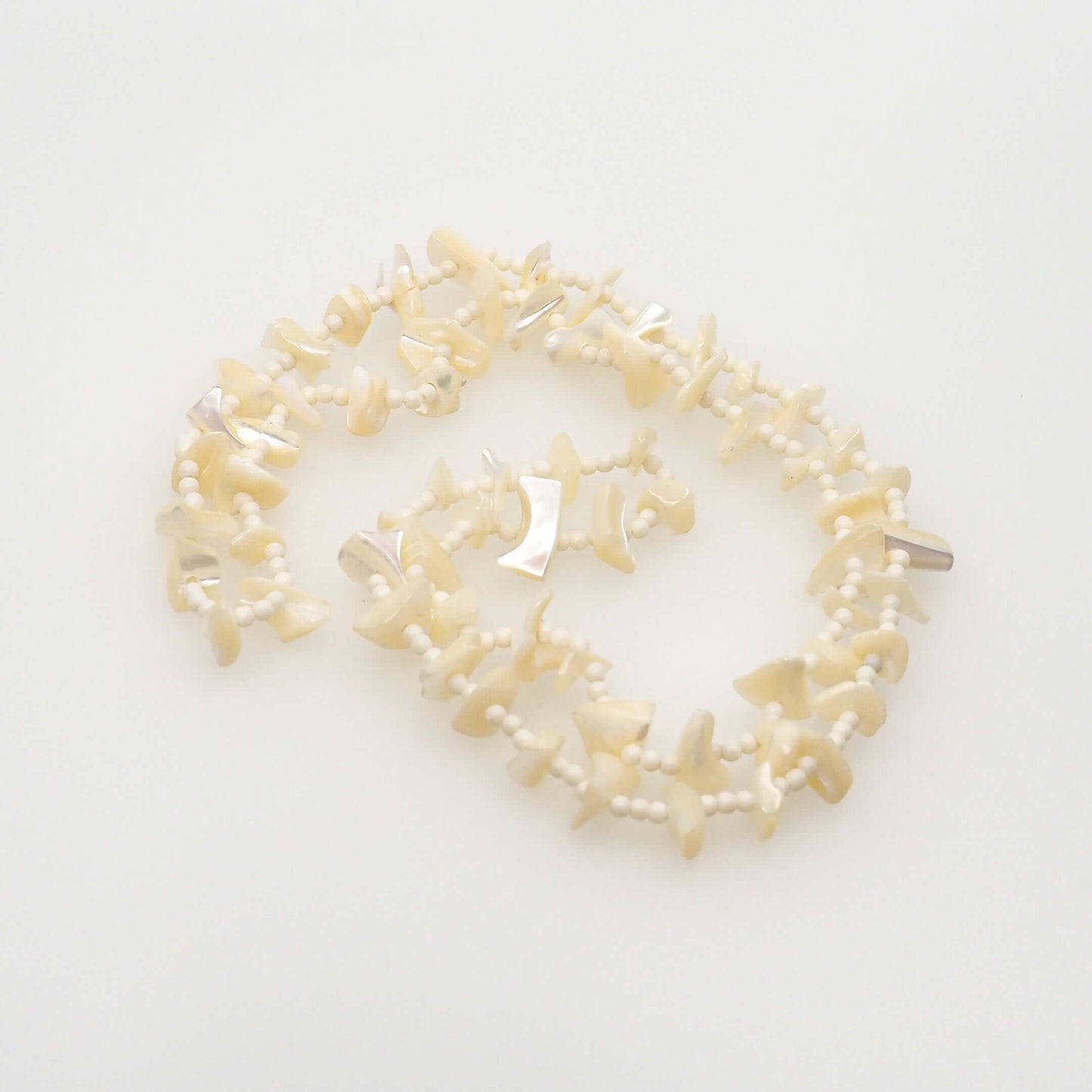Vintage 1970s Mother of Pearl Bead 30" Opera Length Single Strand Necklace