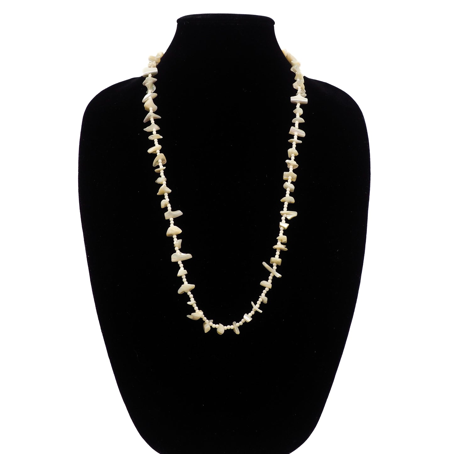Vintage 1970s Mother of Pearl Bead 30" Opera Length Single Strand Necklace