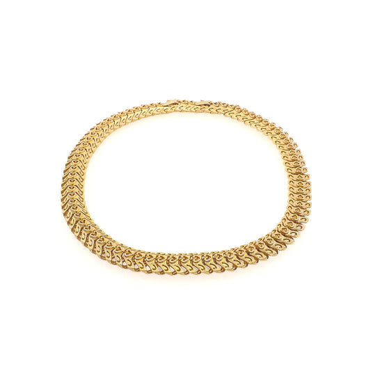 Vintage 1950s Gold Plate Heart Collar Choker Statement 16.5" Necklace