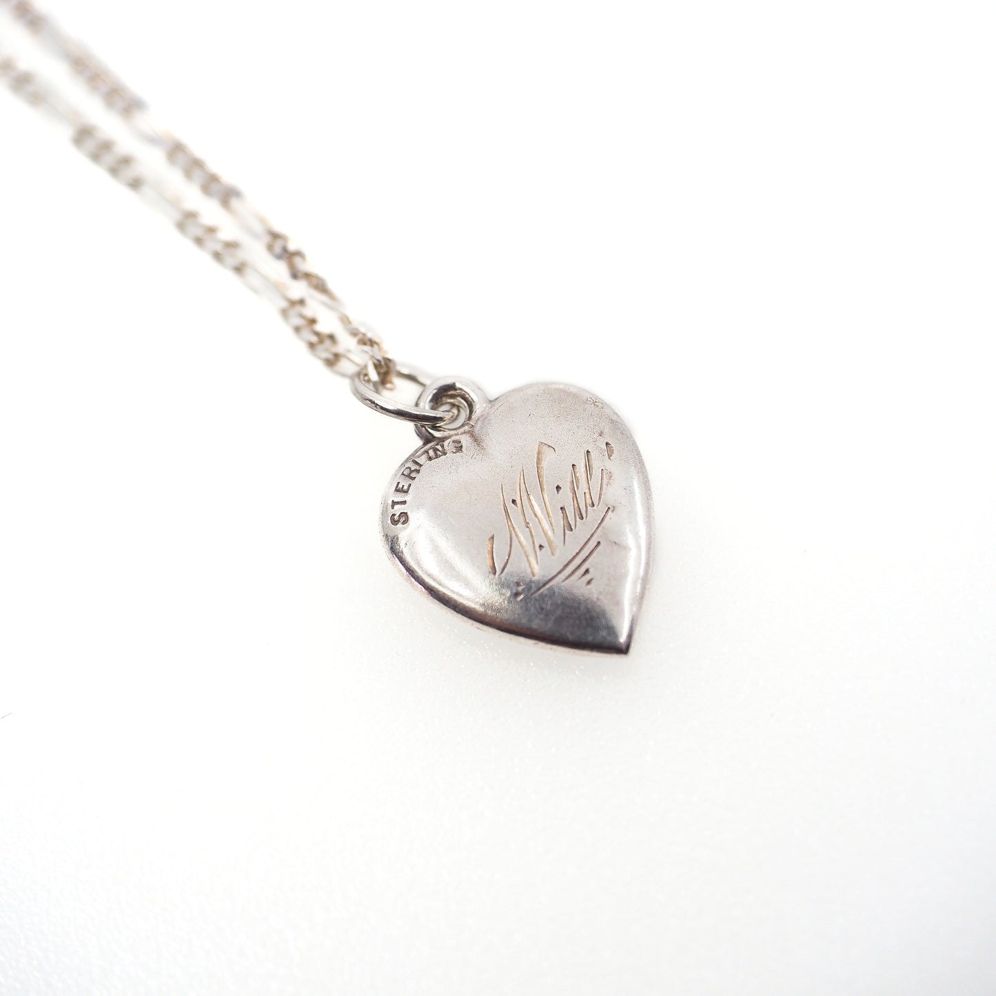 Antique 1890s Victorian Heart Red Garnet and Silver Pendant Choker 16" Necklace