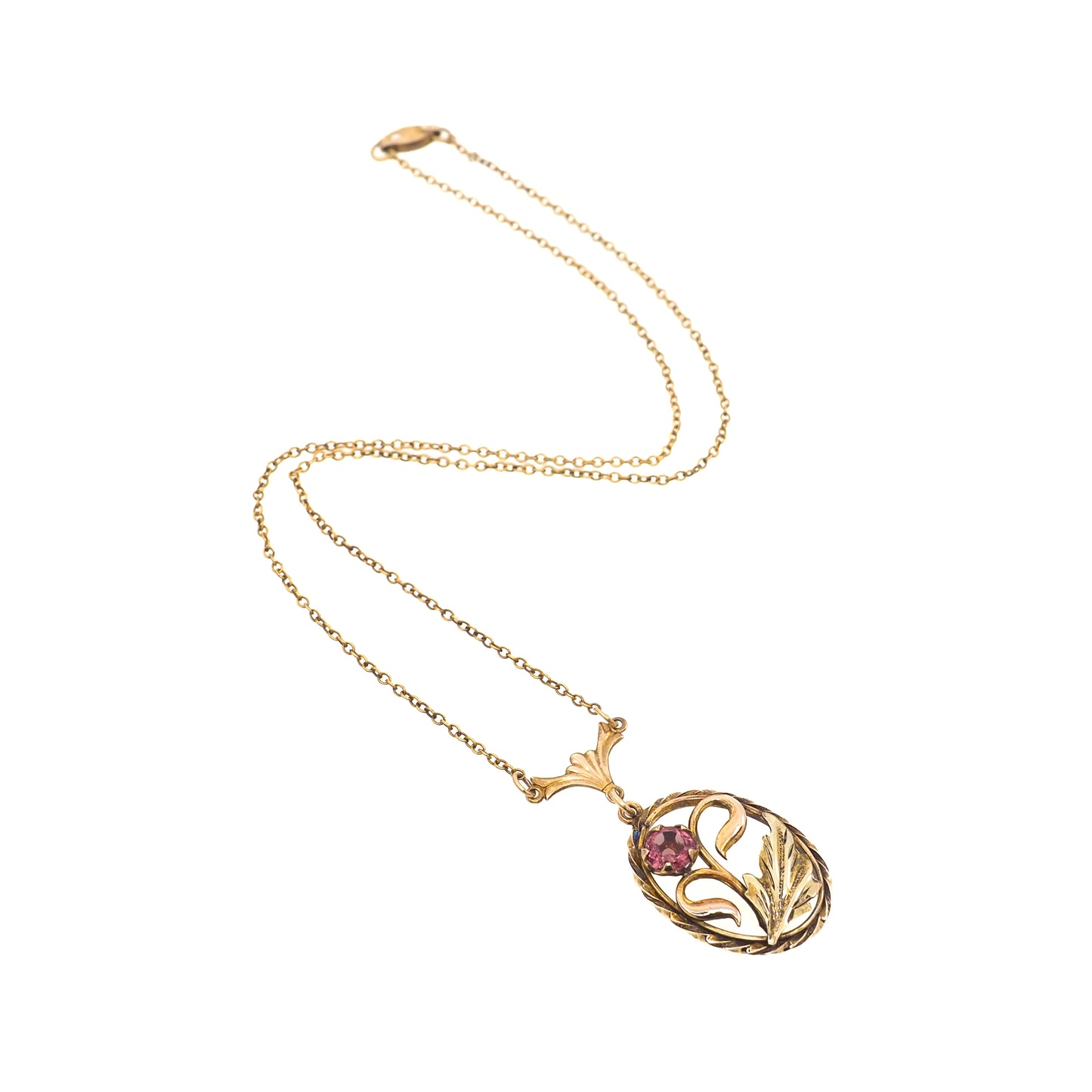 Vintage 1940s Art Deco CHEEVER TWEEDY & CO. Purple Glass and Gold Fill Flower 16" Necklace