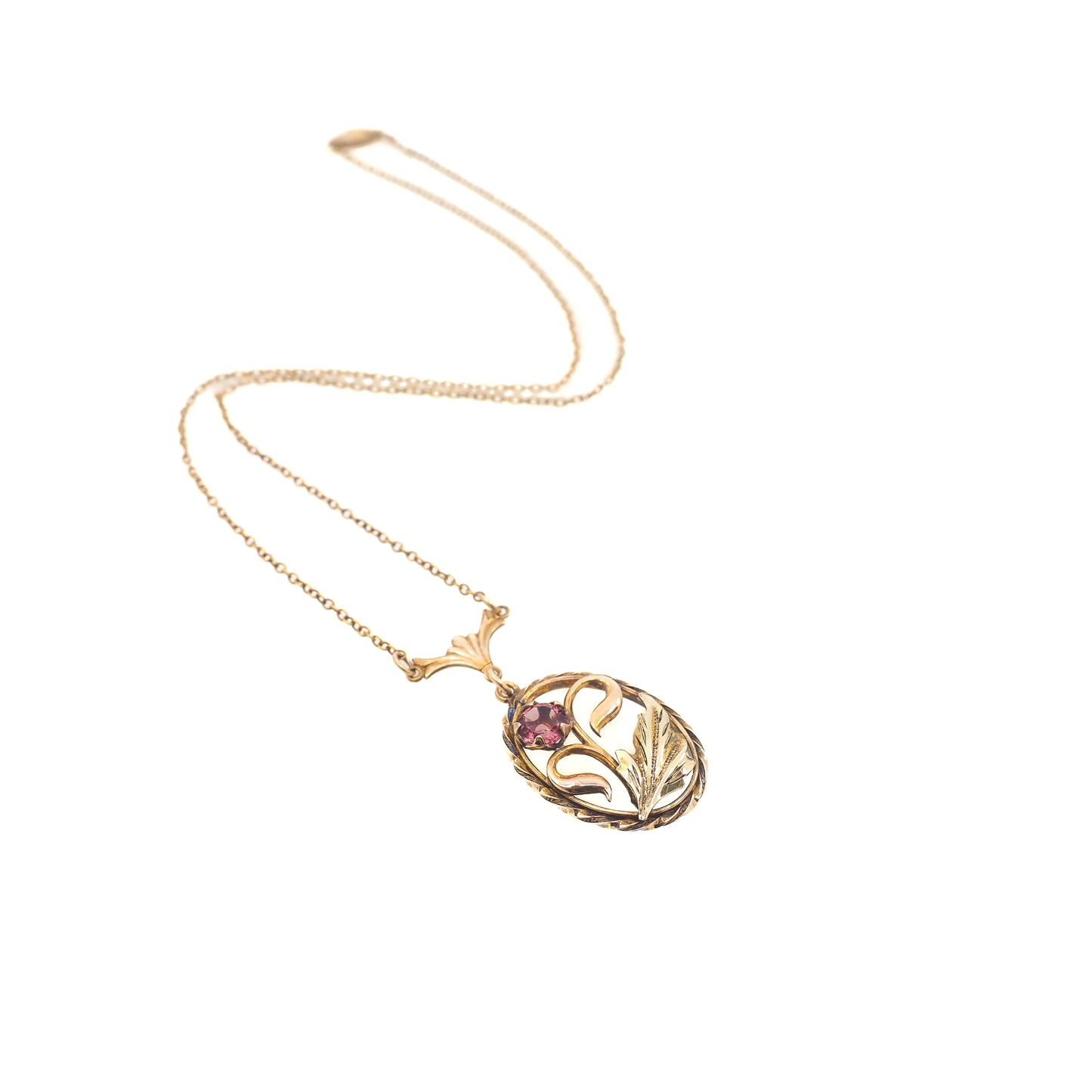 Vintage 1940s Art Deco CHEEVER TWEEDY & CO. Purple Glass and Gold Fill Flower 16" Necklace
