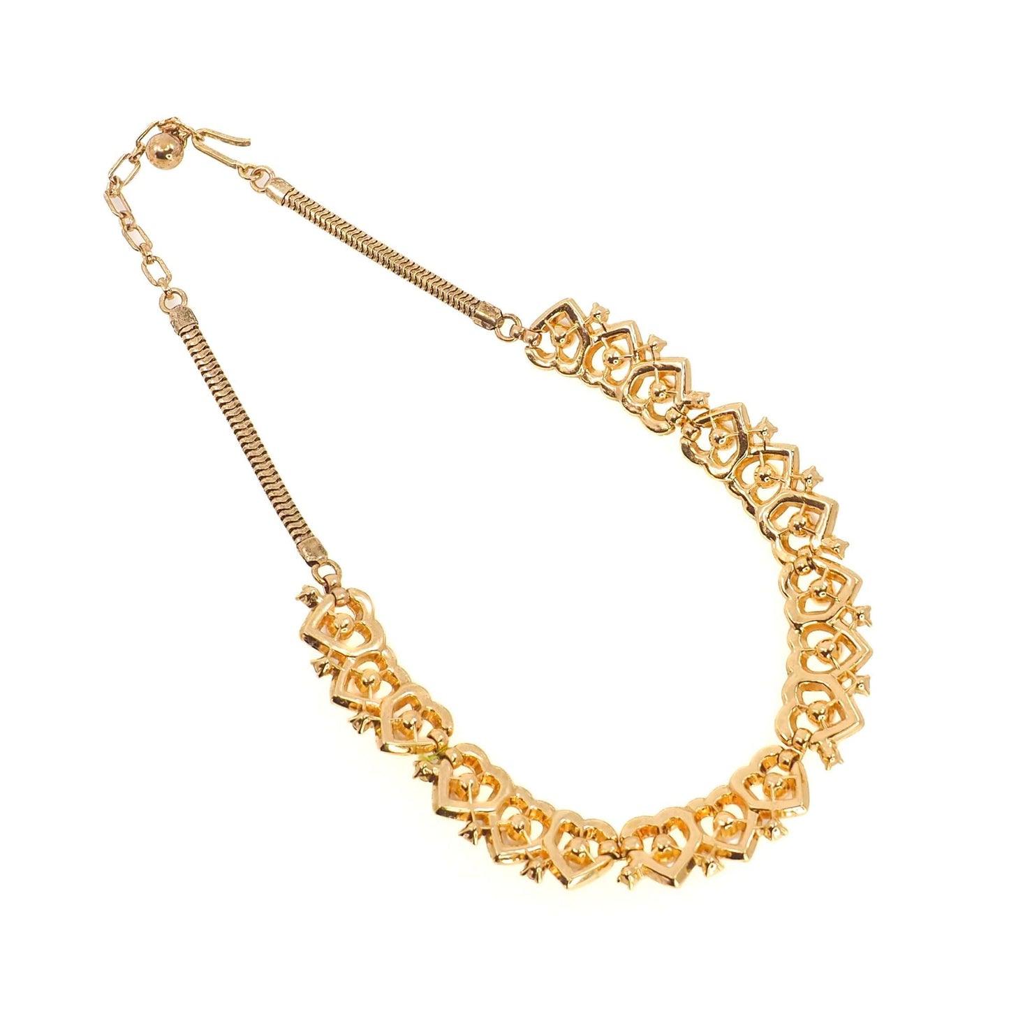 Vintage 1960s TRIFARI Imitation Pearl Gold Plate Heart Choker Necklace
