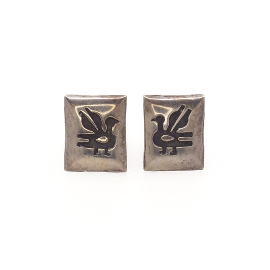Vintage 1940s Sterling Silver Zuni Bird Unisex Animal Native American Cufflinks