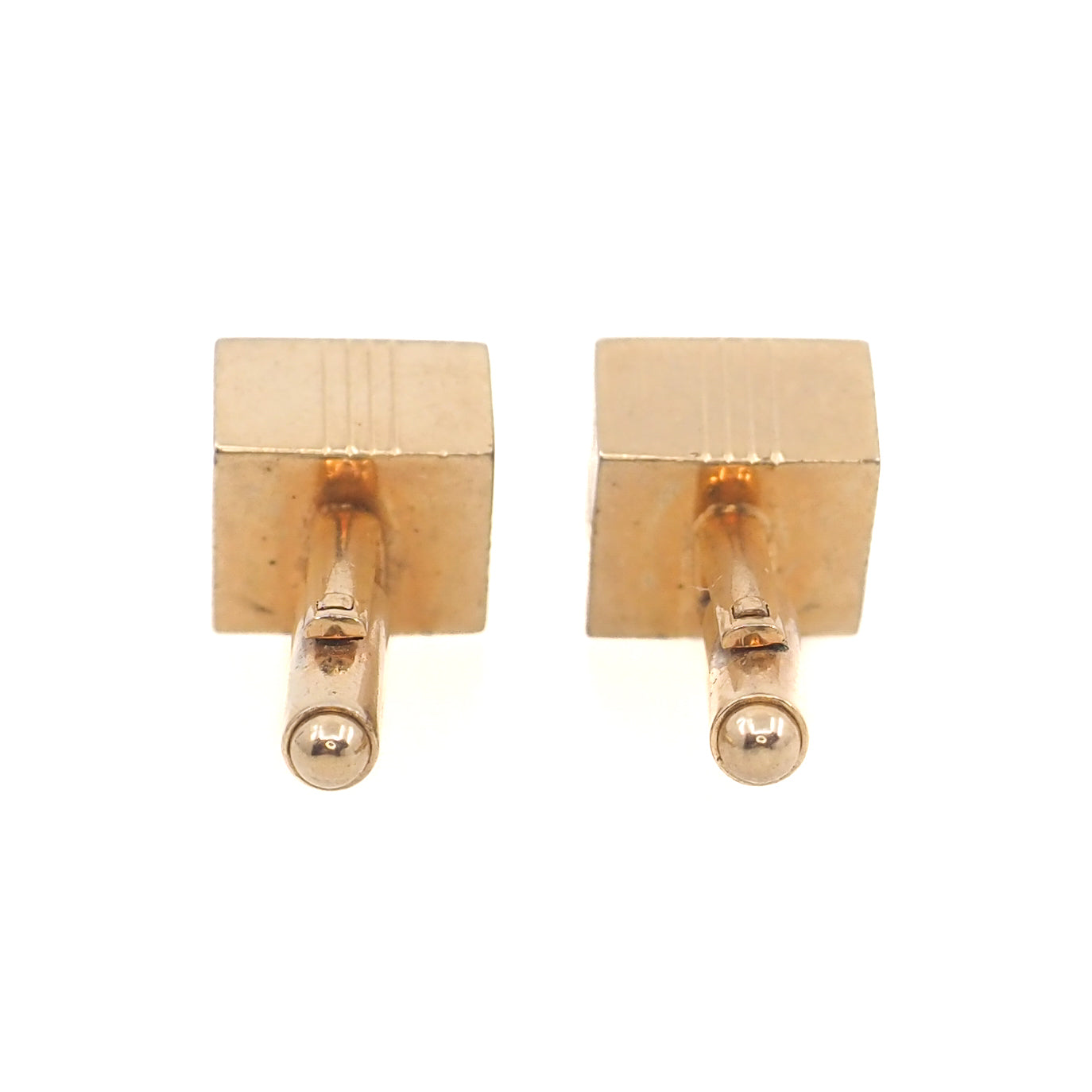 Vintage 1960s Etched Square Gold Plate Unisex Geometric Cufflinks
