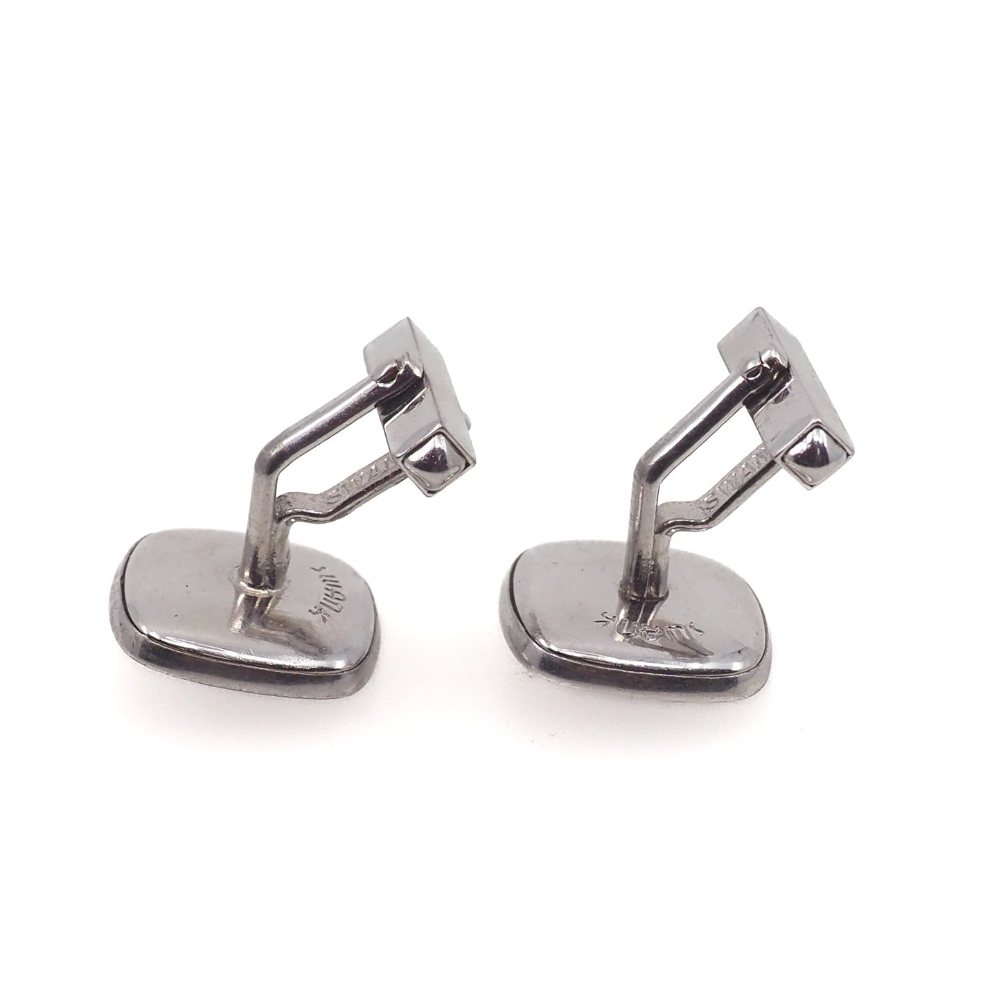 Vintage 1960s SWANK Red Glass and Silver Plate Mid Century Unisex Cufflinks