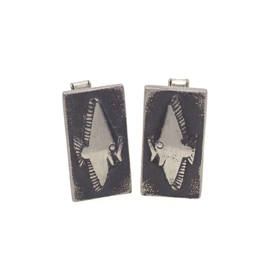 Vintage 1960s Swedish Fish Silver Animal Ocean Unisex Cufflinks