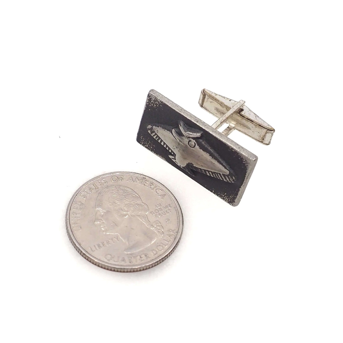 Vintage 1960s Swedish Fish Silver Animal Ocean Unisex Cufflinks