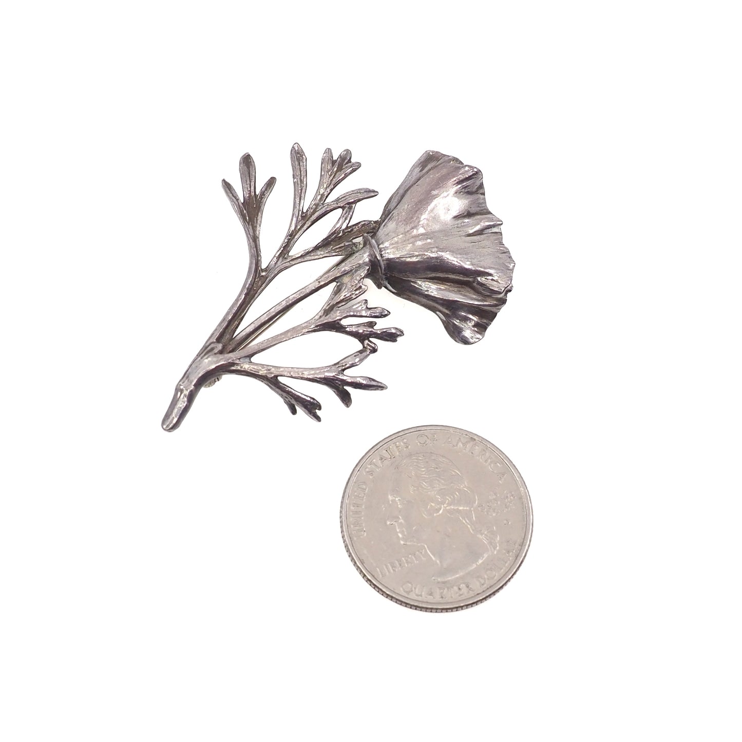 Vintage 1940s Retro Sterling Silver Flower Floral Unisex Brooch