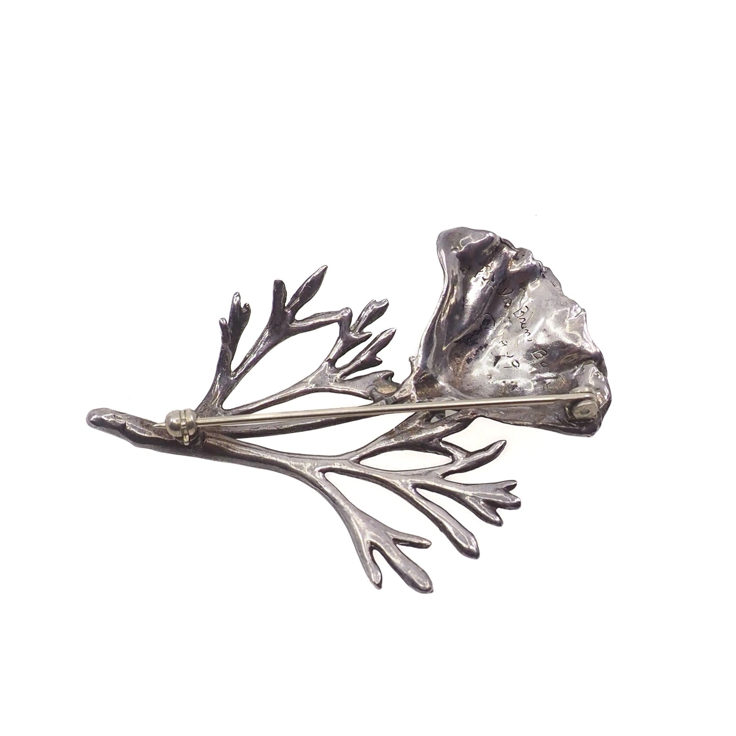Vintage 1940s Retro Sterling Silver Flower Floral Unisex Brooch