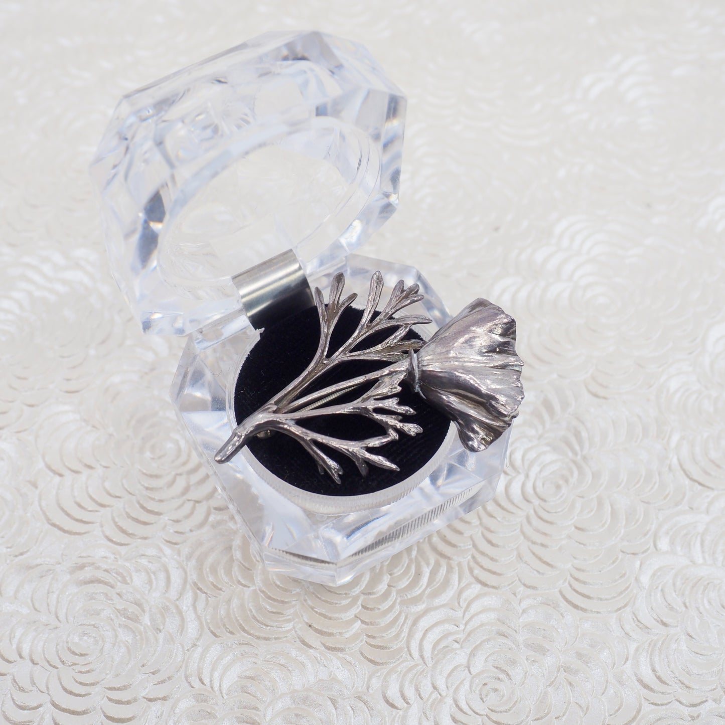 Vintage 1940s Retro Sterling Silver Flower Floral Unisex Brooch