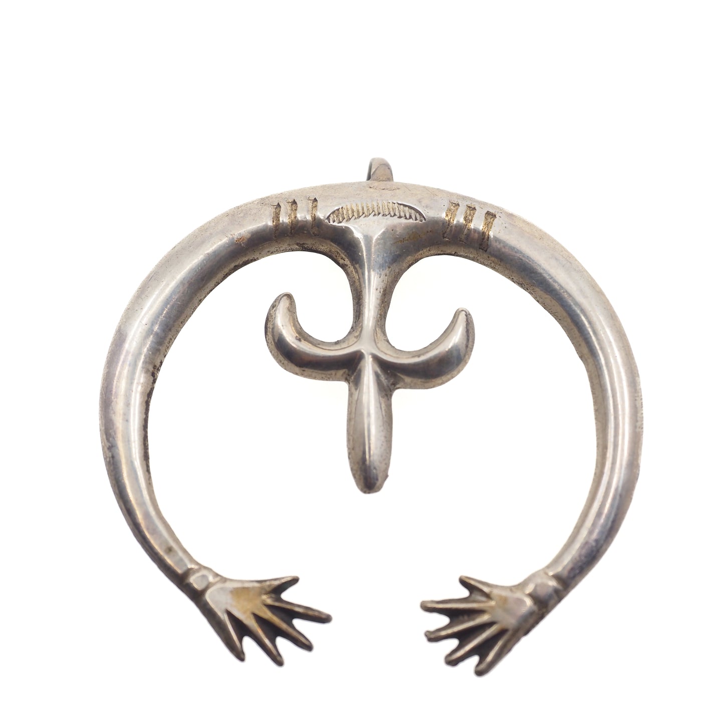 Vintage 1930s Native American Navajo Silver Plate Detachable Naja Statement Pendant