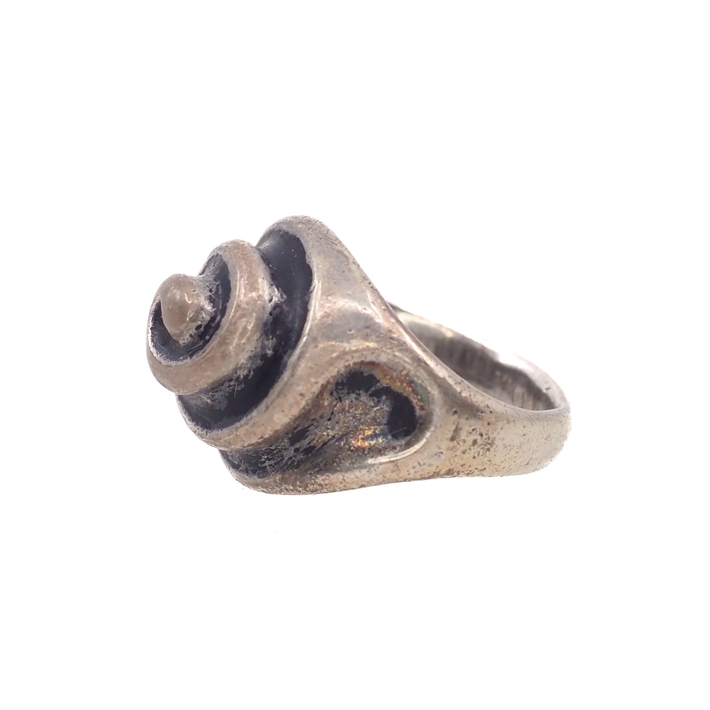 Vintage 1970s Sterling Silver Swirled Southwest Thick Band Ring Size 6.5