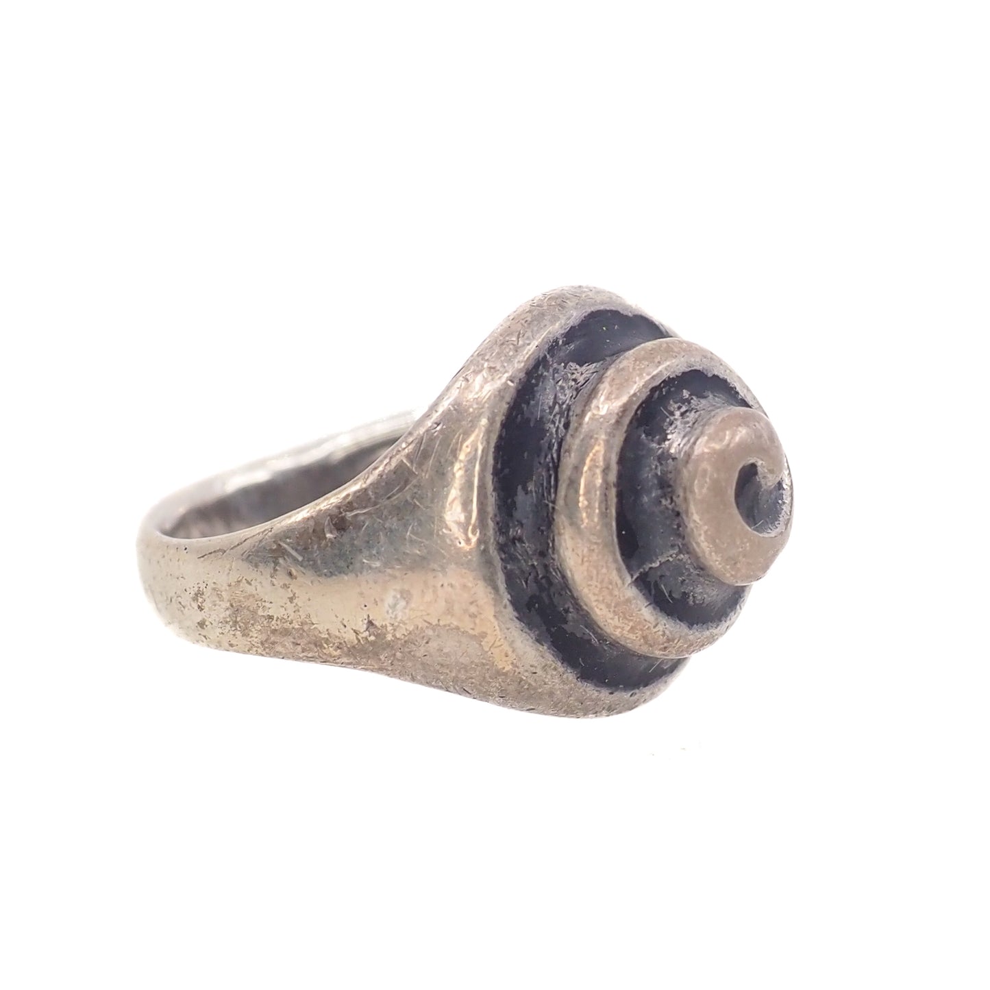 Vintage 1970s Sterling Silver Swirled Southwest Thick Band Ring Size 6.5