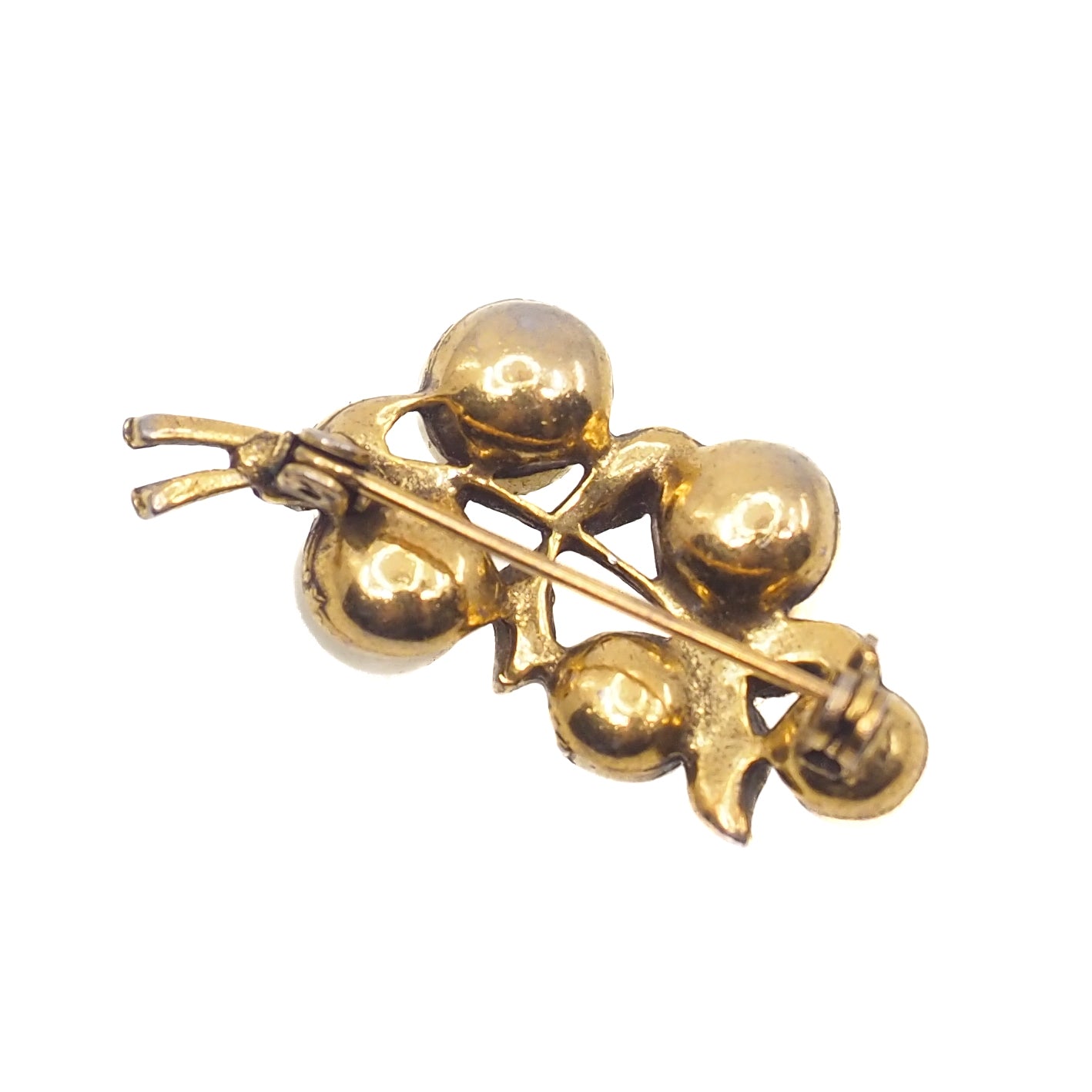 Vintage 1960s Imitation Pearl and Clear Rhinestone Gold Plate Cluster Costume Brooch