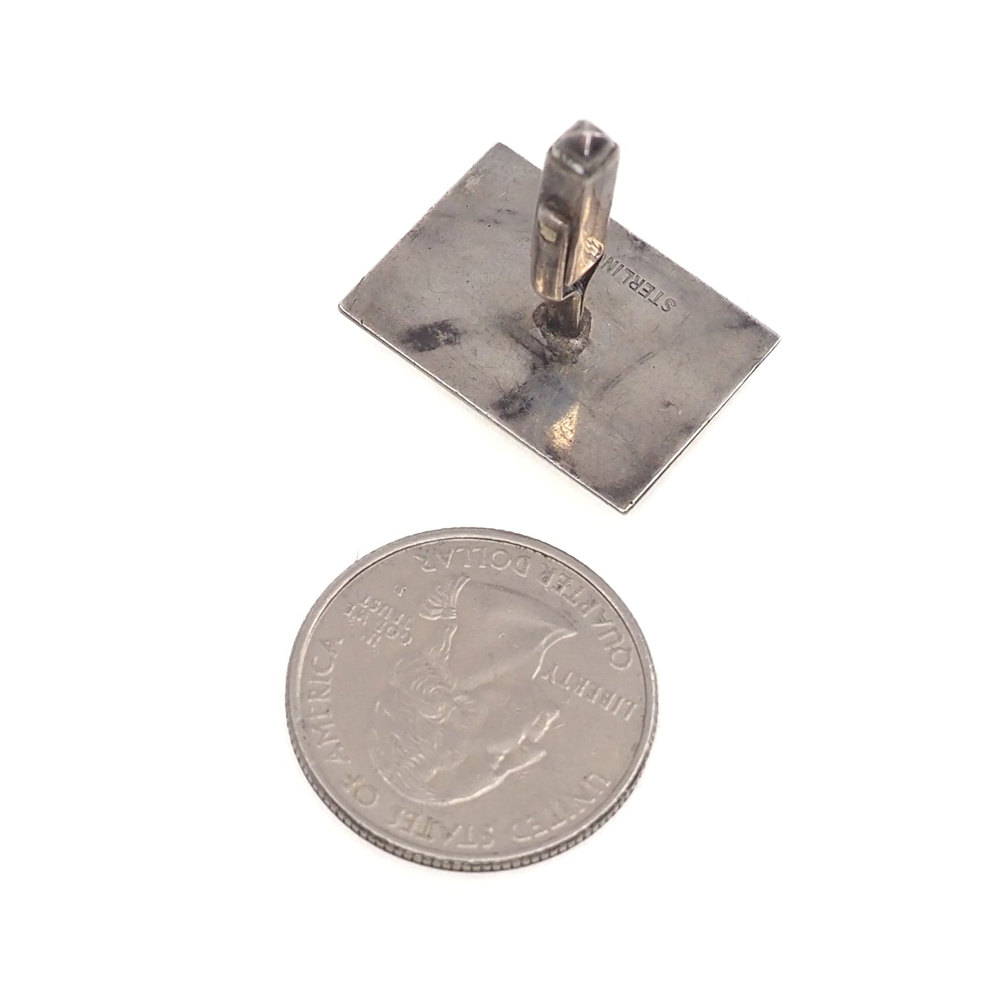 Vintage 1960s Sterling Silver Japanese Kominka House Etched Unisex Cufflinks