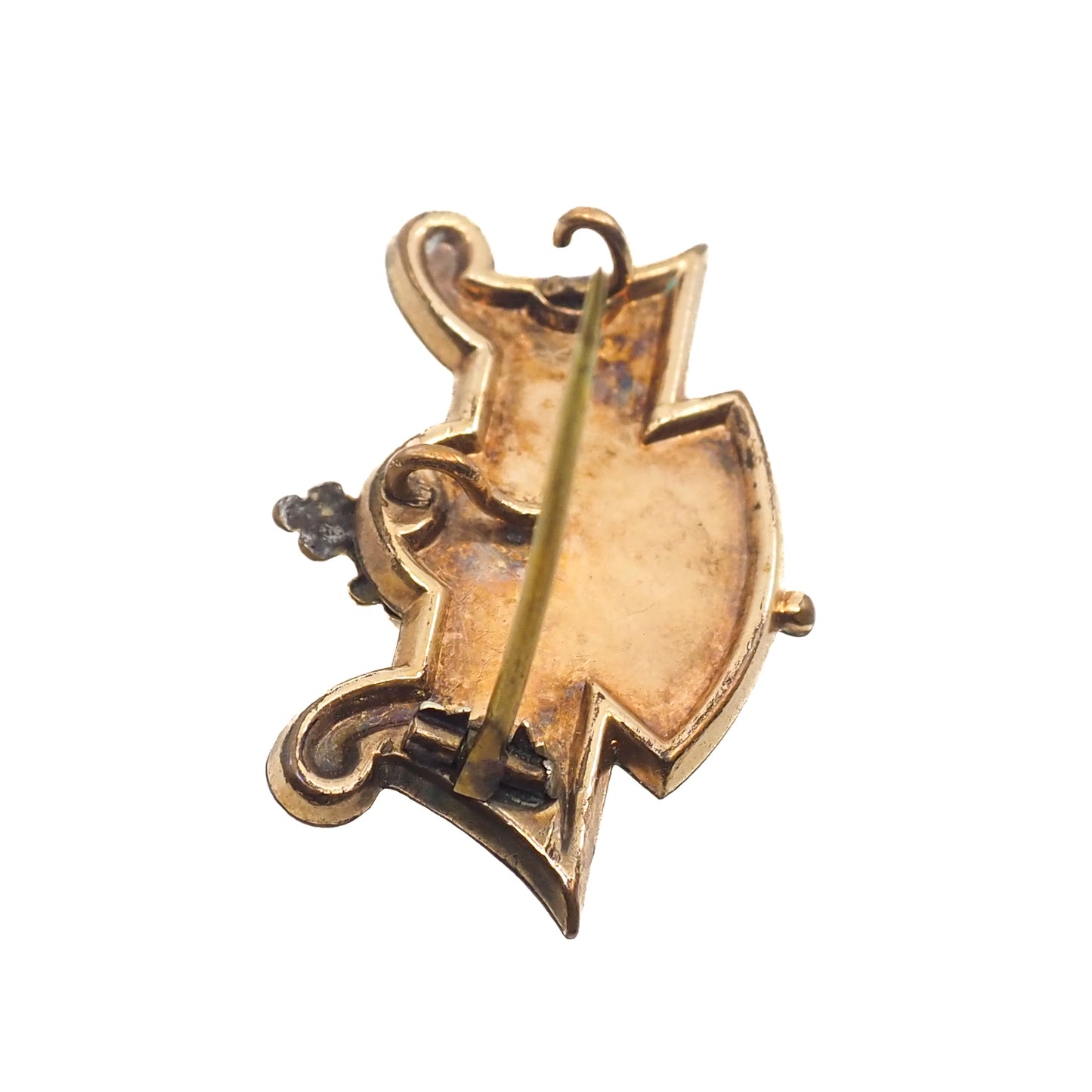 Victorian Mourning Brooch: Taille d'Epergne Black Enamel Rolled Gold, 1880s
