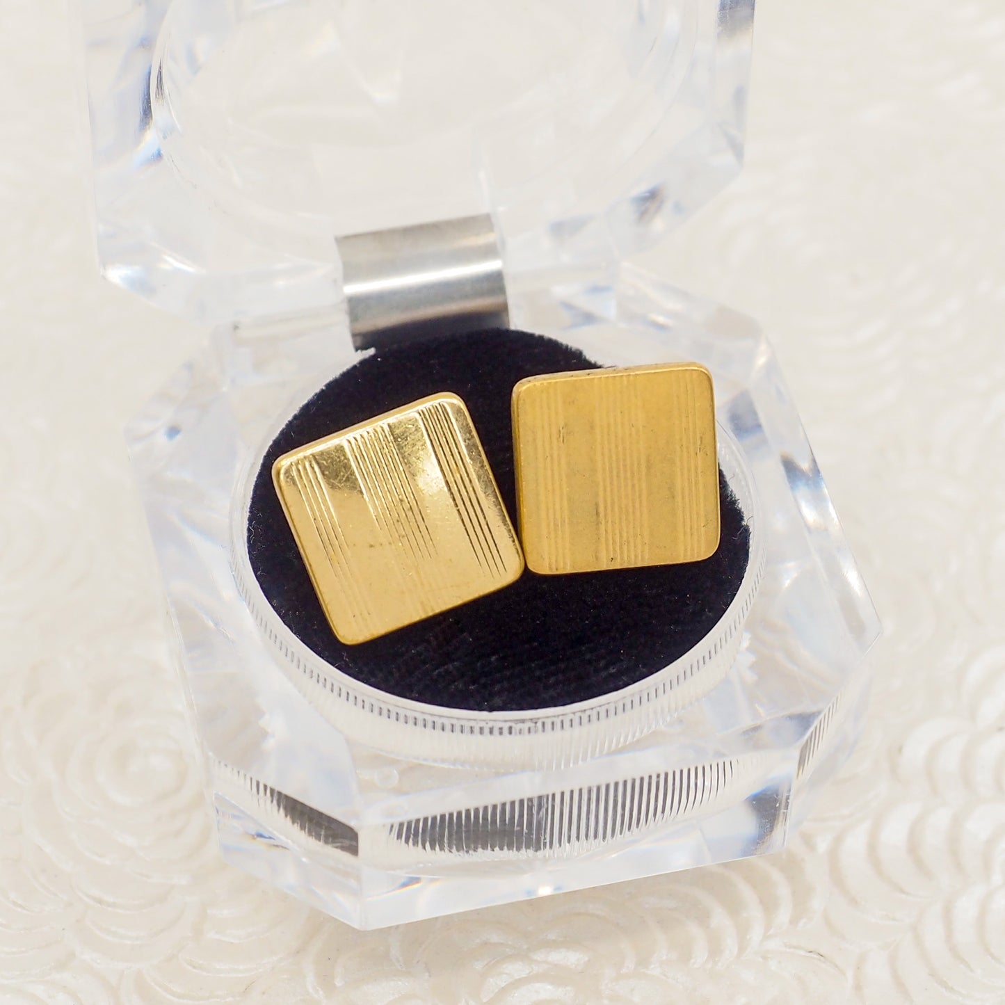 Vintage 1950s FORSTAR Gold Plated Square Minimal Unisex Cufflinks