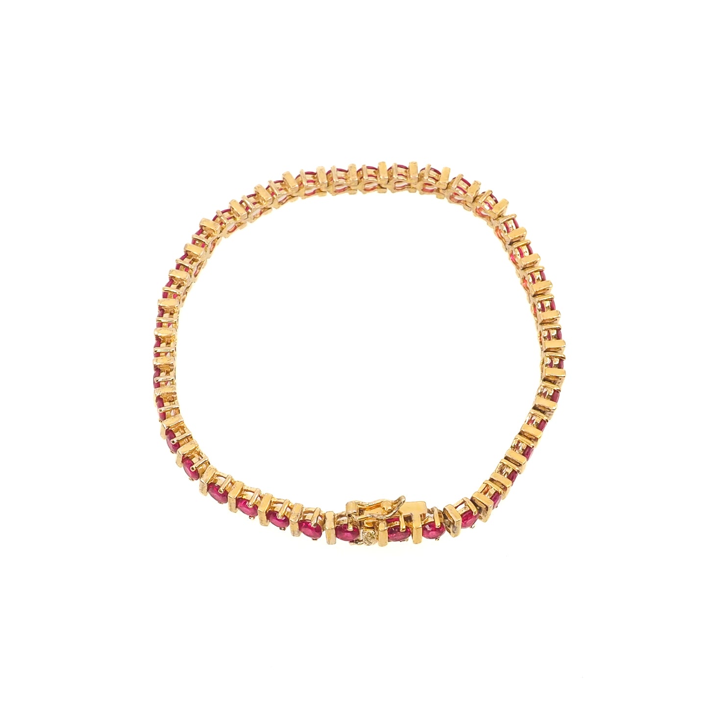 Vintage 1990s Lab Ruby and Vermeil Tennis 8" Bracelet