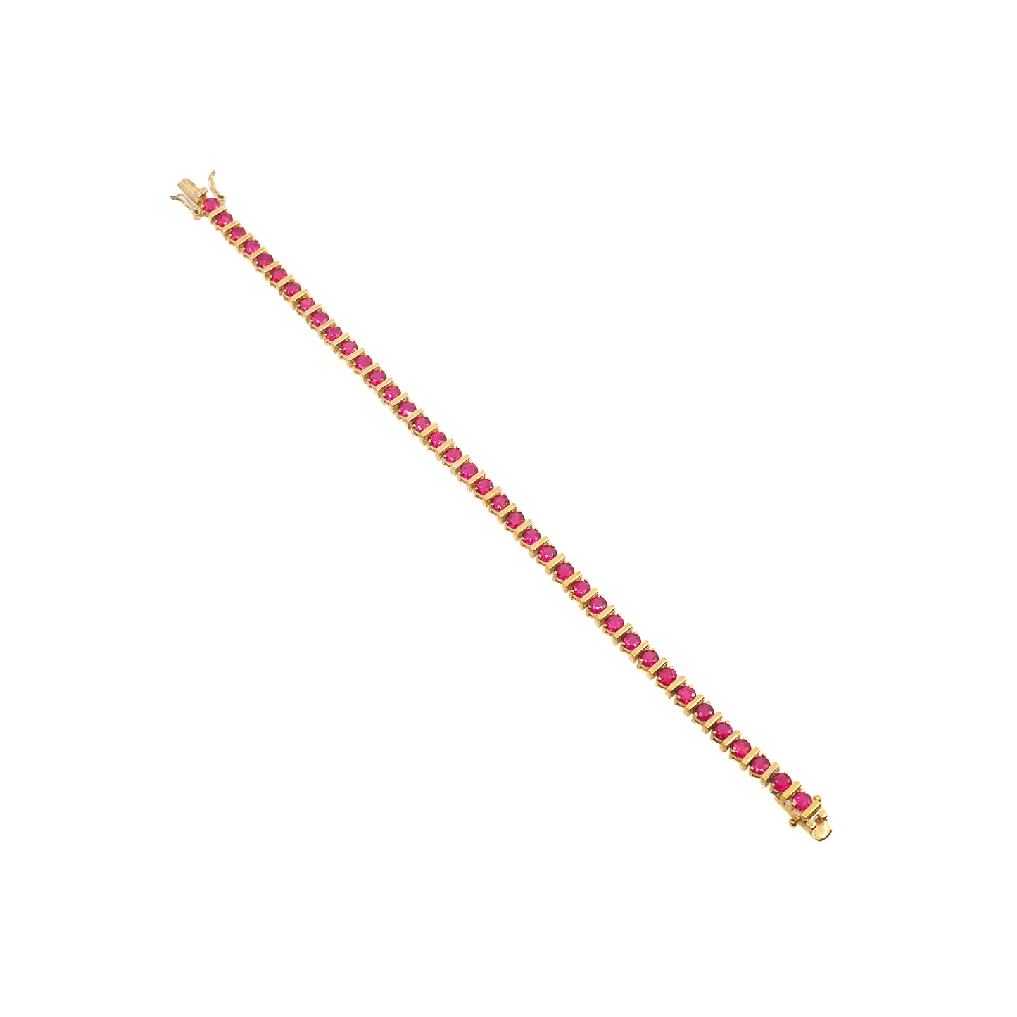 Vintage 1990s Lab Ruby and Vermeil Tennis 8" Bracelet