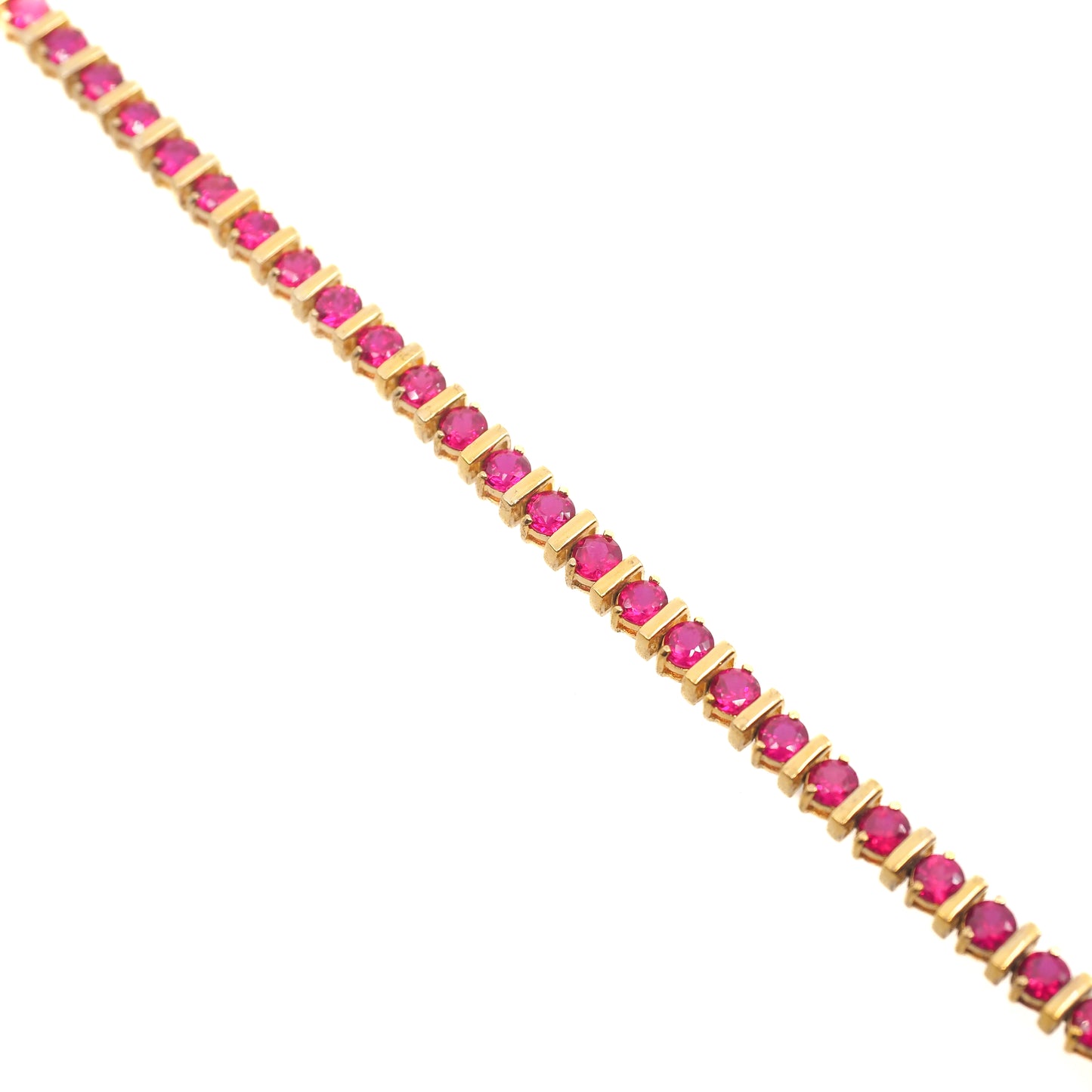 Vintage 1990s Lab Ruby and Vermeil Tennis 8" Bracelet