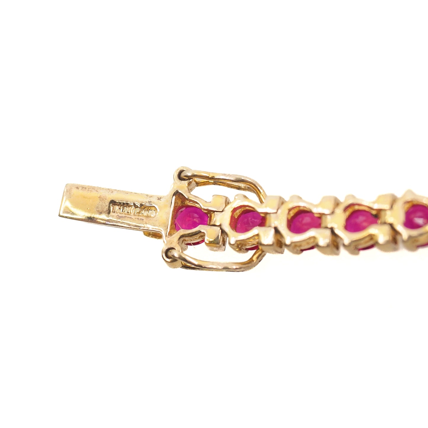 Vintage 1990s Lab Ruby and Vermeil Tennis 8" Bracelet