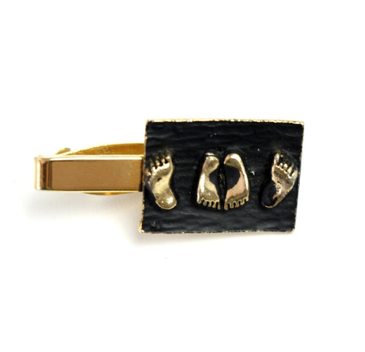 Vintage Dirty Humor Gold Tone Feet Tie Clip