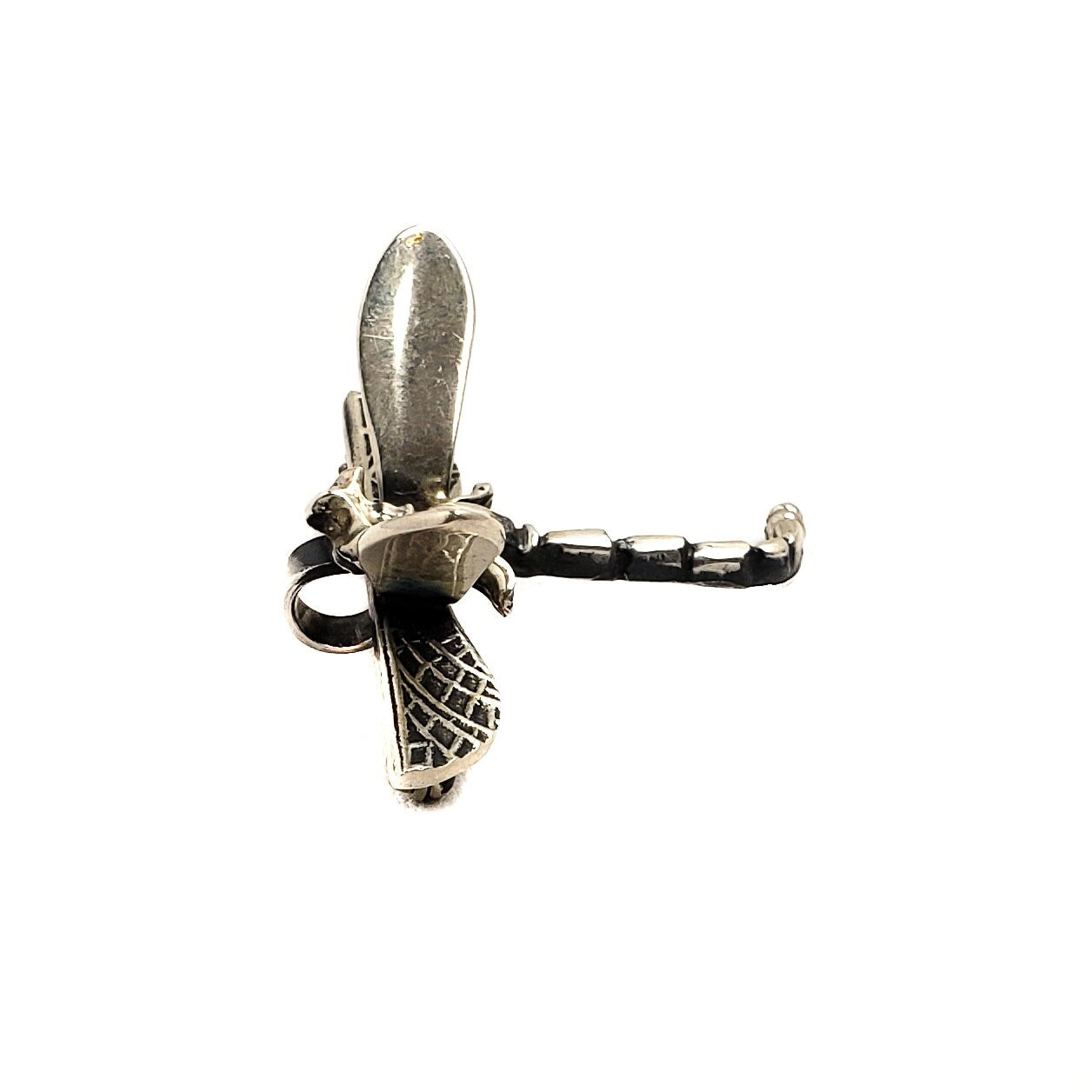 Vintage 1960s Silver Dragonfly Bug Pin and Pendant Combination Necklace