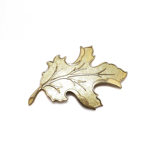 Vintage 1960s HOPE CHEST Leaf  Signed Foliate Gold Tone Brooch