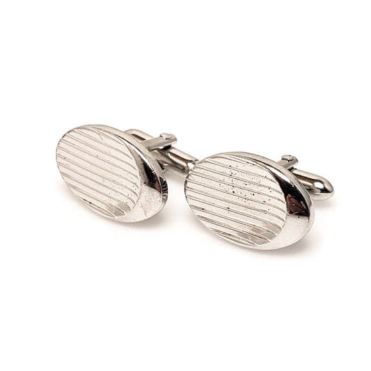 Vintage 1960s Silver Toned Torpedo Toggle Mid Century Mod Cufflinks