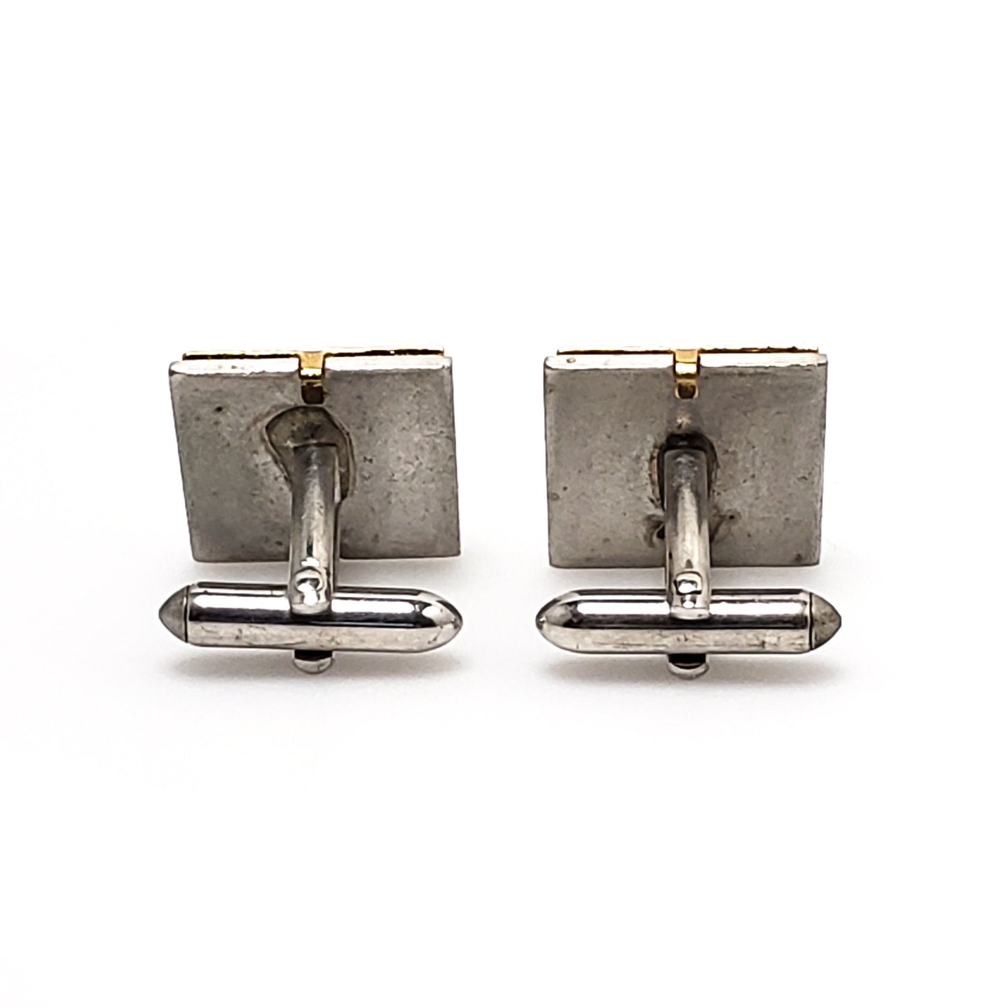 Vintage 1980s Cufflinks - Brass and Silver Tone Cufflinks - Unisex Suit and Tie Accessories
