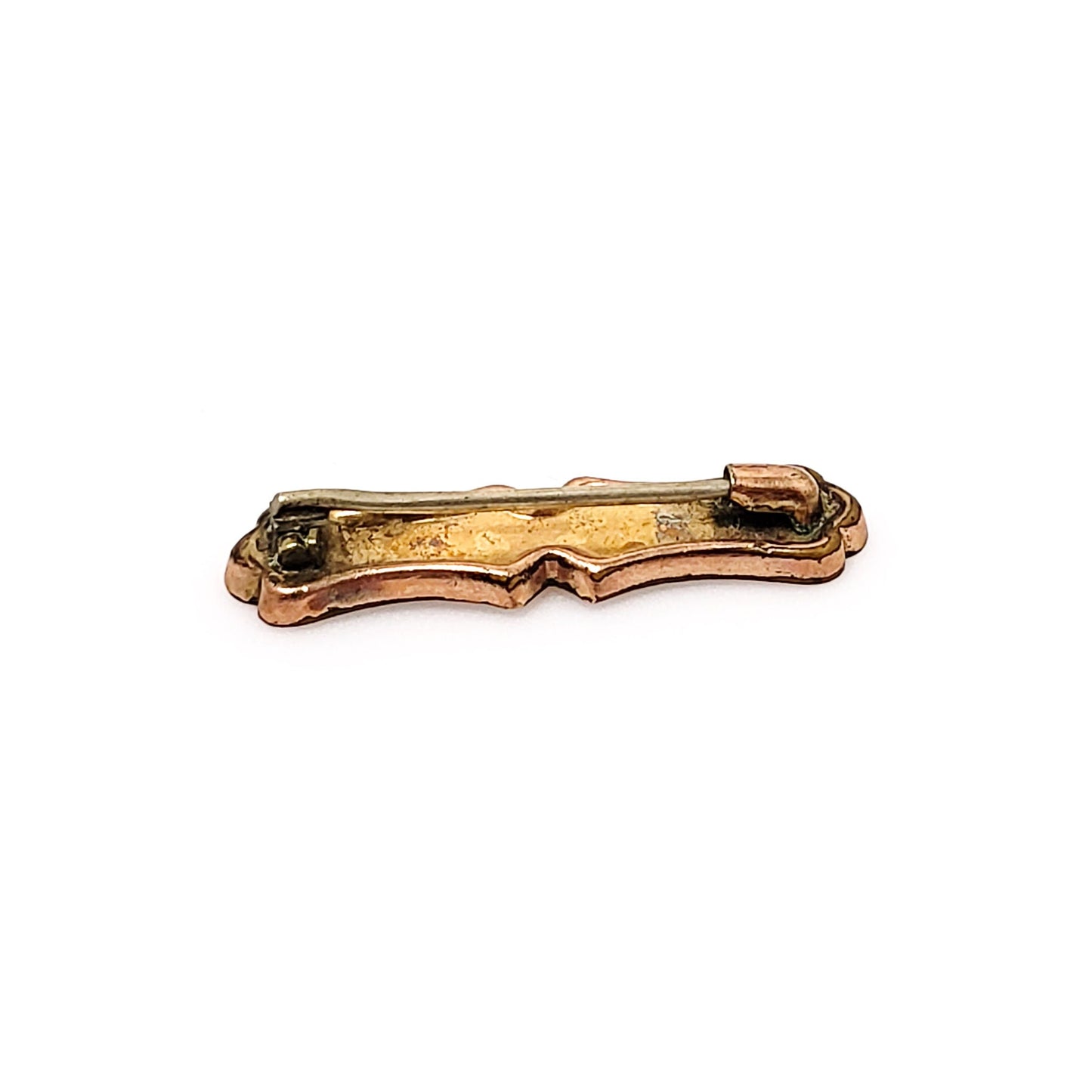 Antique 1900s Art Nouveau Rose Gold Filled Flower Small Bar Pin Brooch