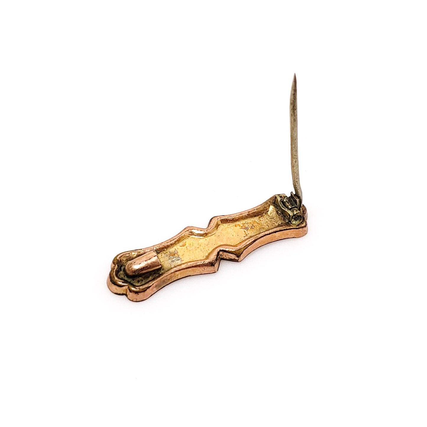 Antique 1900s Art Nouveau Rose Gold Filled Flower Small Bar Pin Brooch