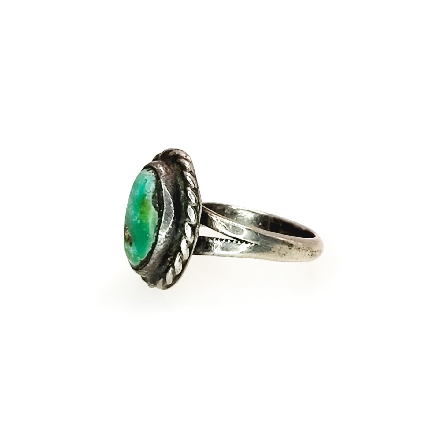 Vintage Turquoise Ring - 1980s Blue Turquoise and Sterling Silver Solitaire Ring - Southwestern Ring Size 4.25 - Turquoise Pinky Ring