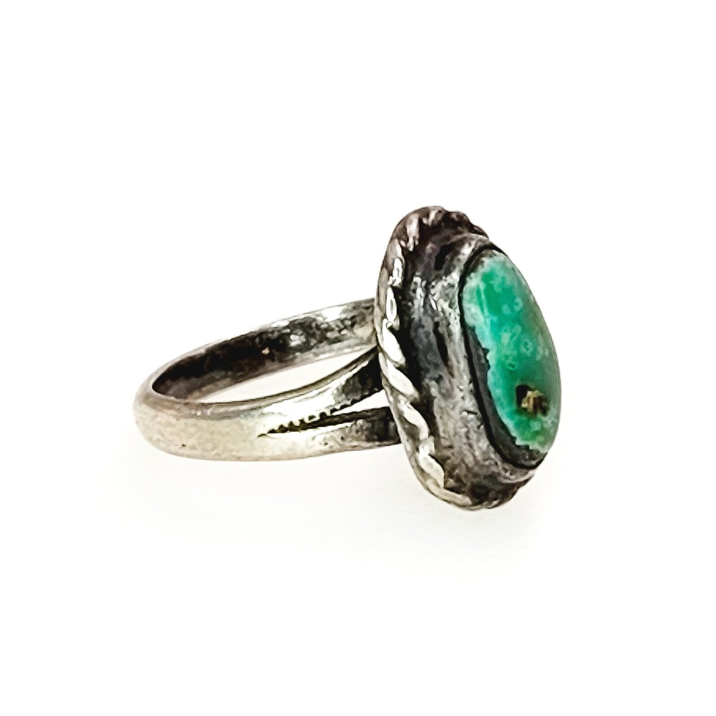 Vintage Turquoise Ring - 1980s Blue Turquoise and Sterling Silver Solitaire Ring - Southwestern Ring Size 4.25 - Turquoise Pinky Ring