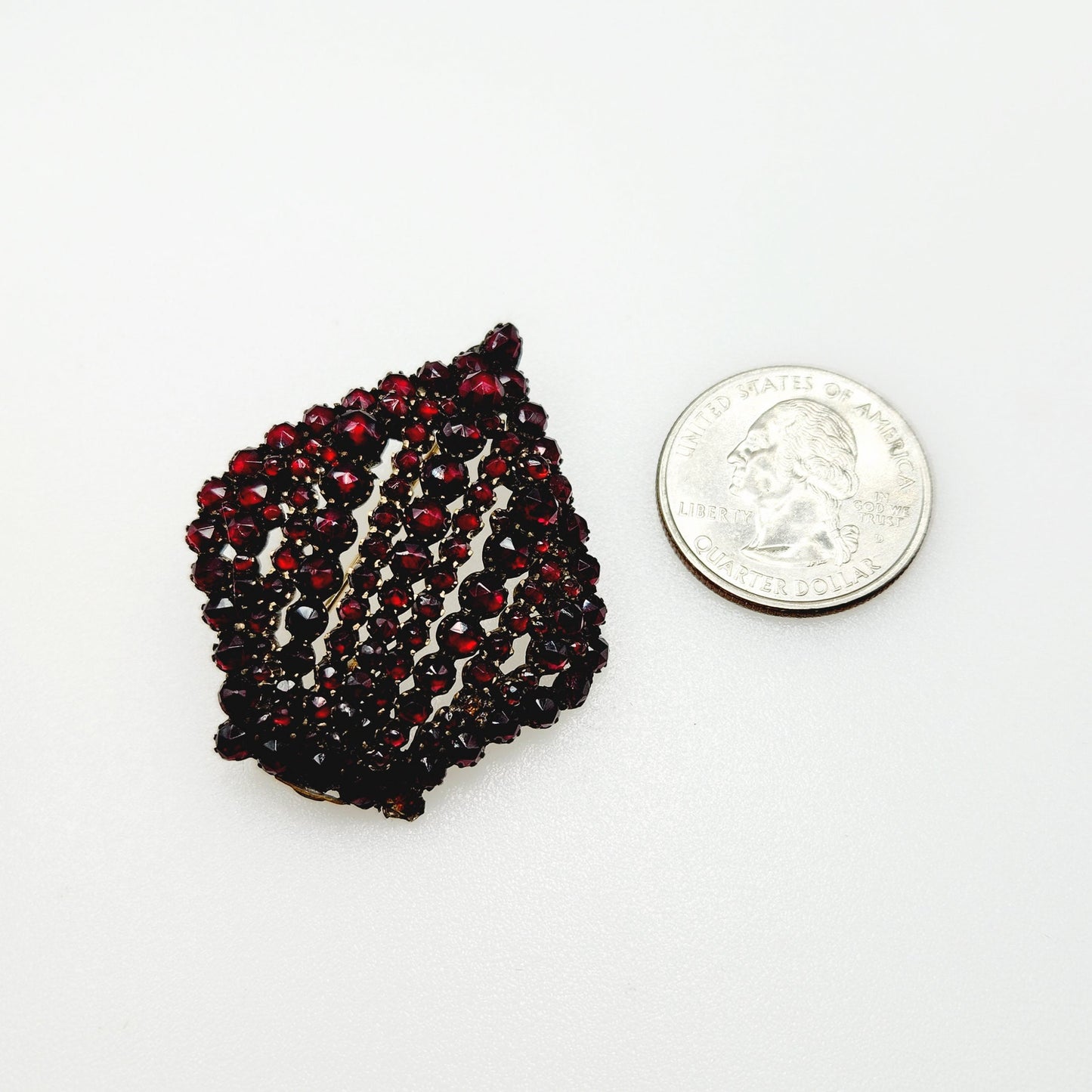 Antique 1890s Bohemian Garnet and Gilt Large Statement Crown Brooch & Pendant