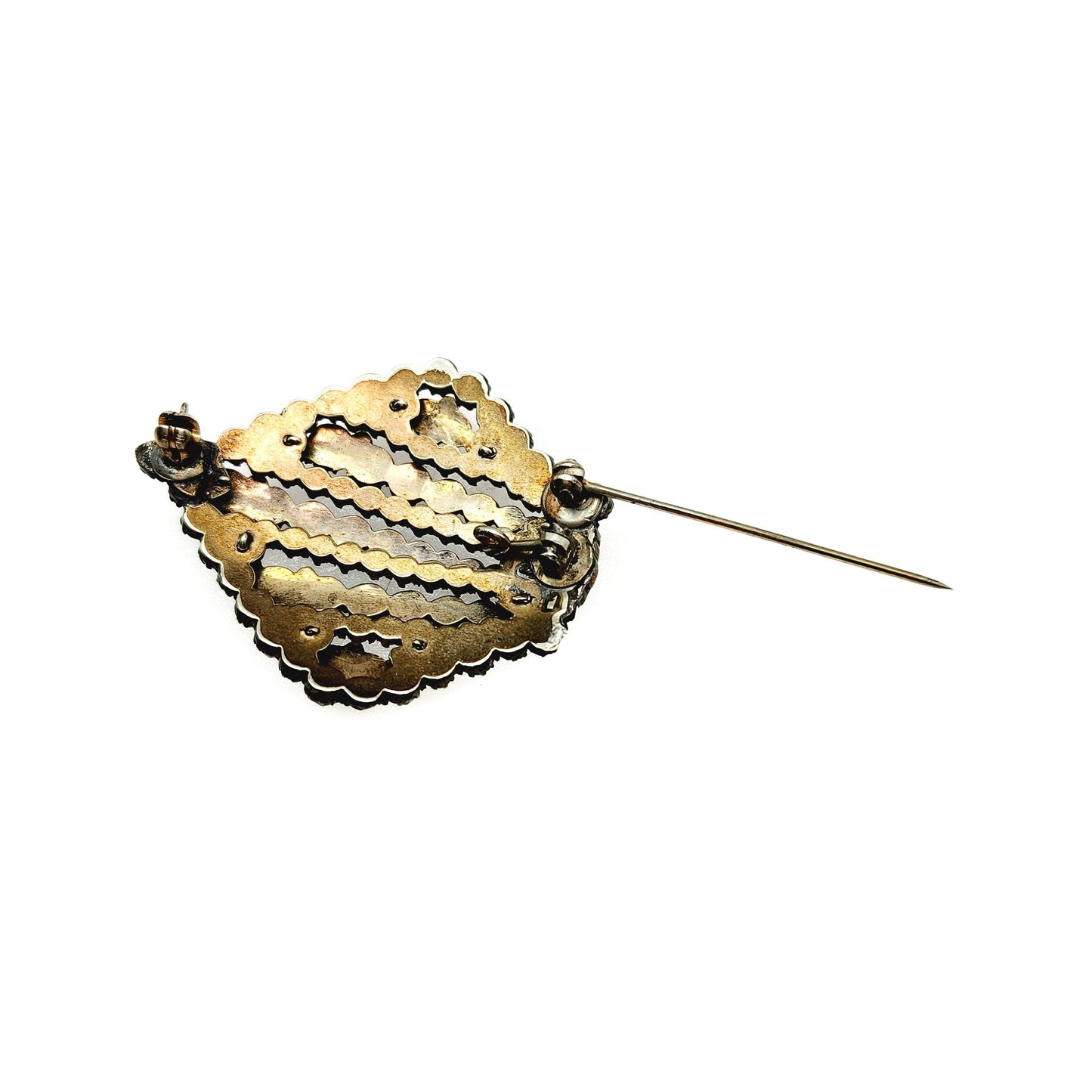 Antique 1890s Bohemian Garnet and Gilt Large Statement Crown Brooch & Pendant