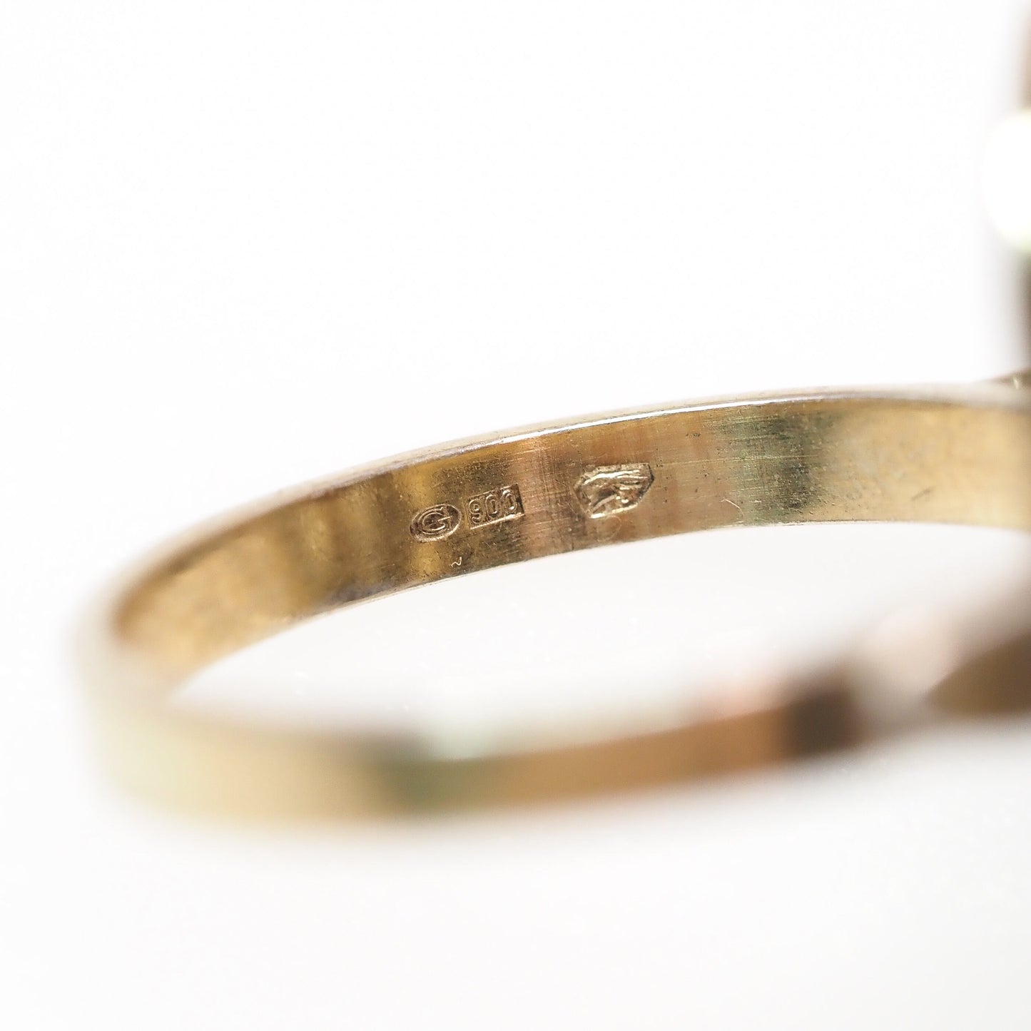 Vintage 1960s Bohemian Garnet, 900 Silver Czech Gold Wash Silver Marquise Ring Size 6.25