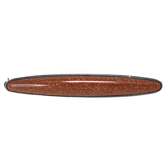 Antique 1920s Brown Goldstone Glass and Sterling Silver Unisex Bar Pin