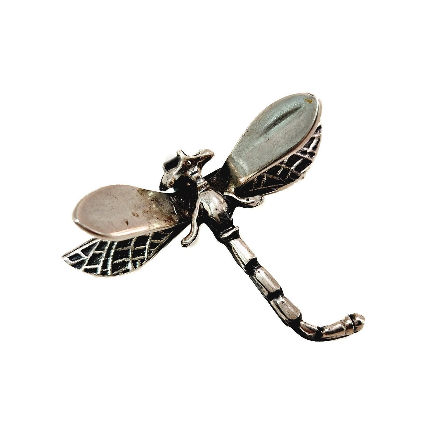 Vintage 1960s Silver Dragonfly Bug Pin and Pendant Combination Necklace