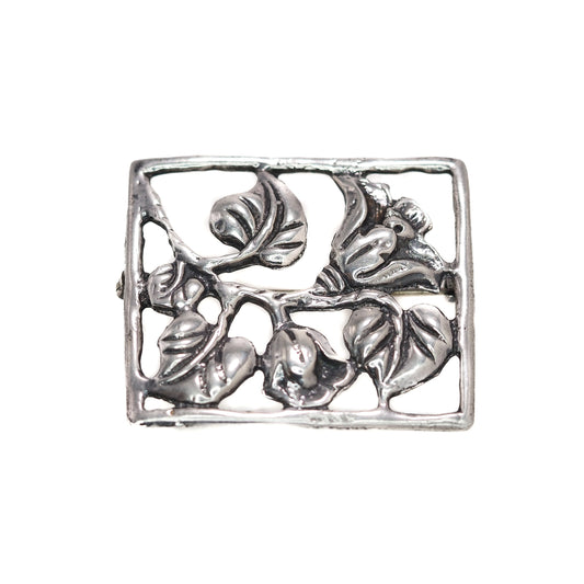 Vintage 1940s Retro Sterling Silver Flower Unisex Brooch