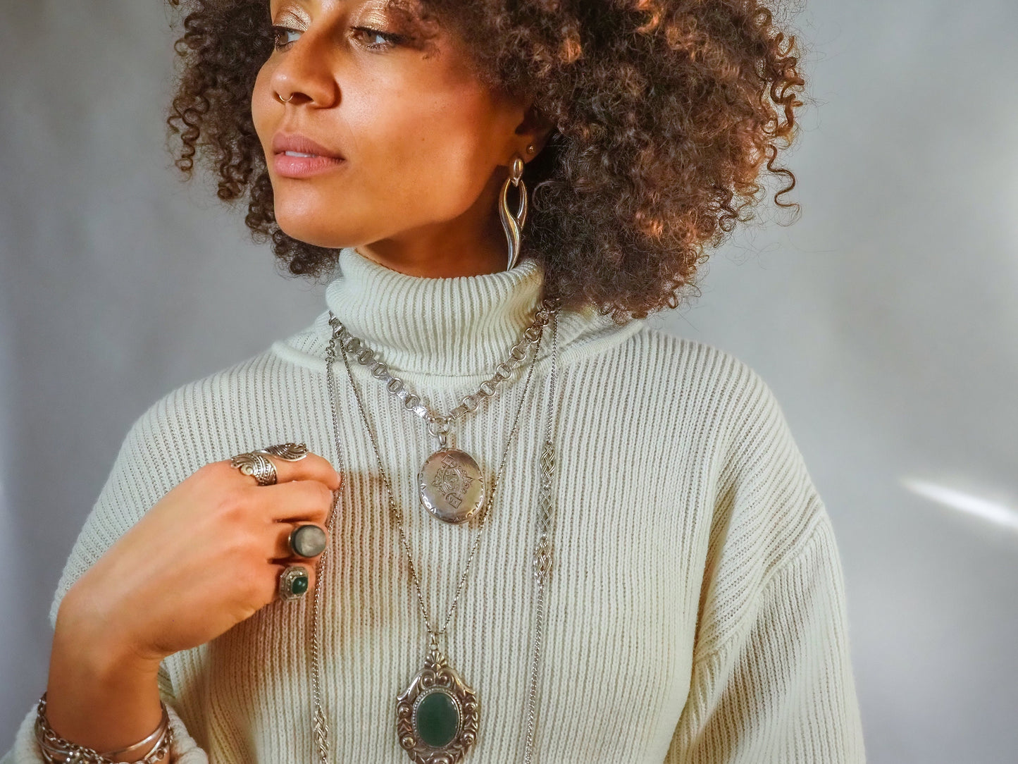 Antique 1880s Mid Victorian Etched Silver Locket Book Chain Chunky Statement 18" Locket Necklace