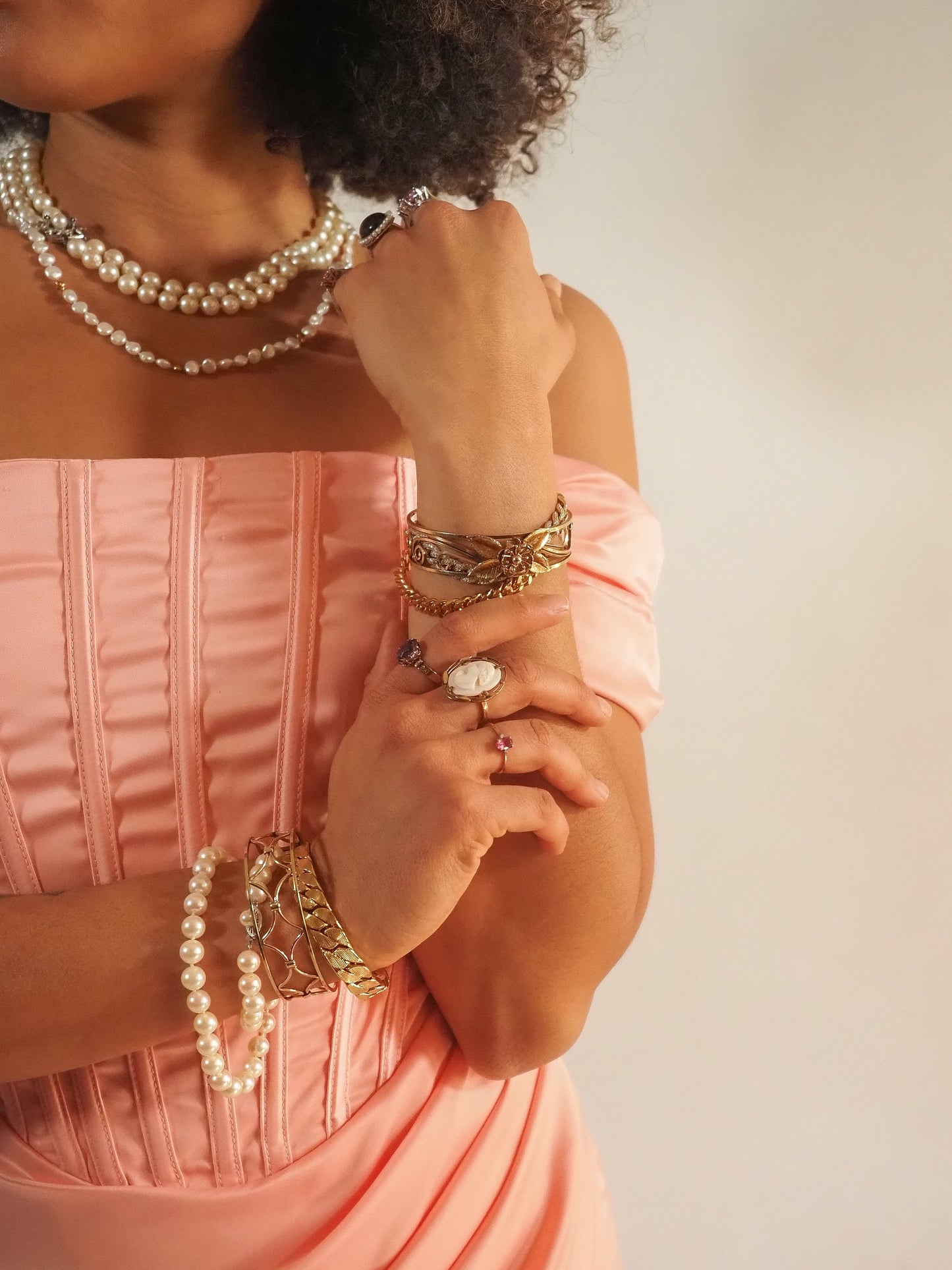 Vintage Flower Costume Cuff - 1980s Rose and Yellow Gold Tone Bracelet - Metal Flower Rose Openwork Cuff 7" Bracelet - Spring Bracelet