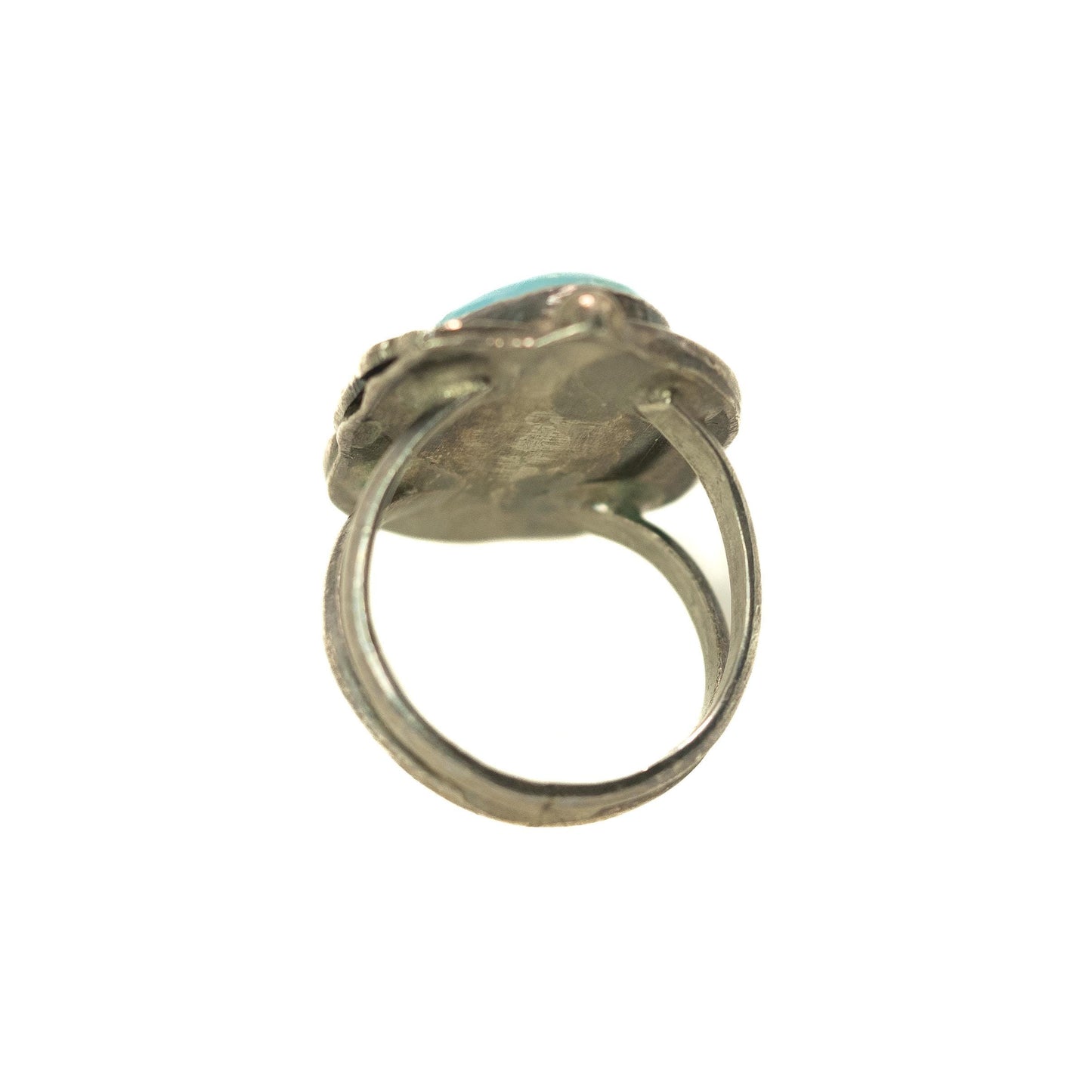 Vintage Turquoise Ring - 1980s Blue Turquoise and Sterling Silver Solitaire Ring - Southwestern Ring Size 4.5 - Turquoise Pinky Ring