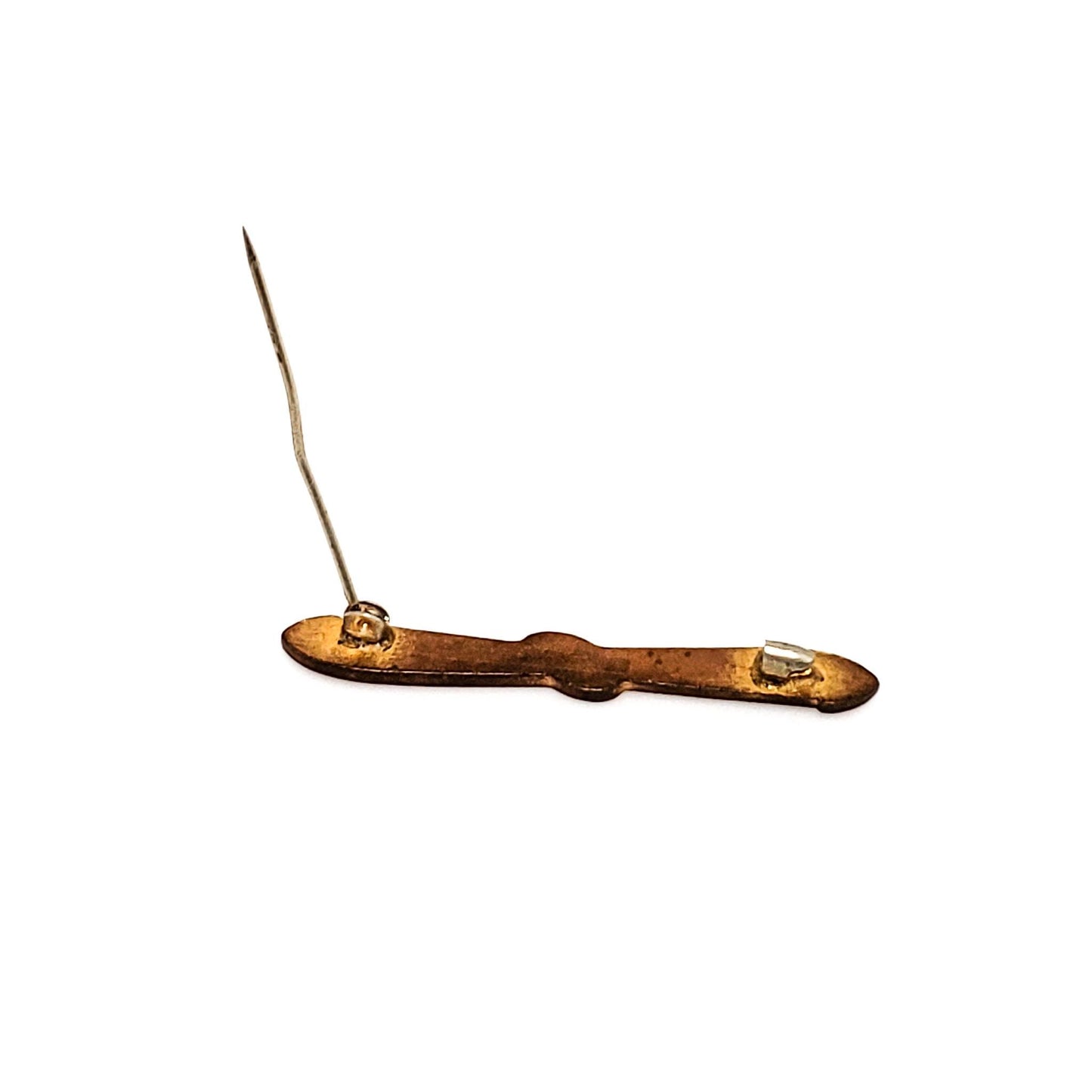 Antique 1900s Art Nouveau Red and Black Enamel and Gold Filled Bar Pin Brooch